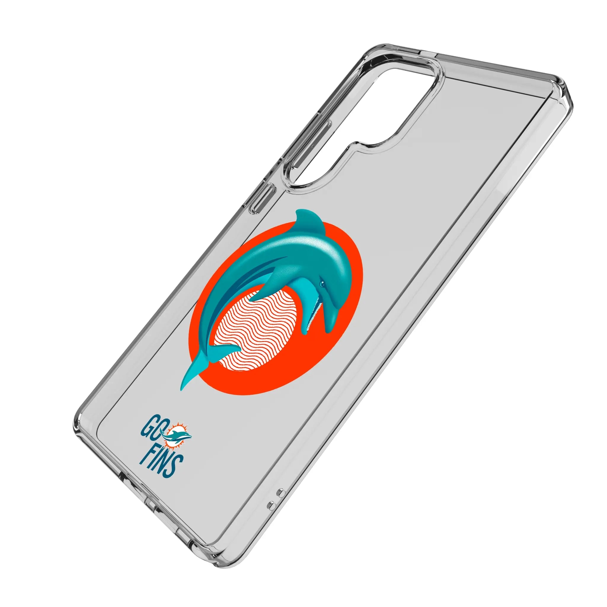 Miami Dolphins Deco Galaxy Clear Phone Case for Samsung Galaxy - Isometric View#Device_Galaxy S25 Ultra