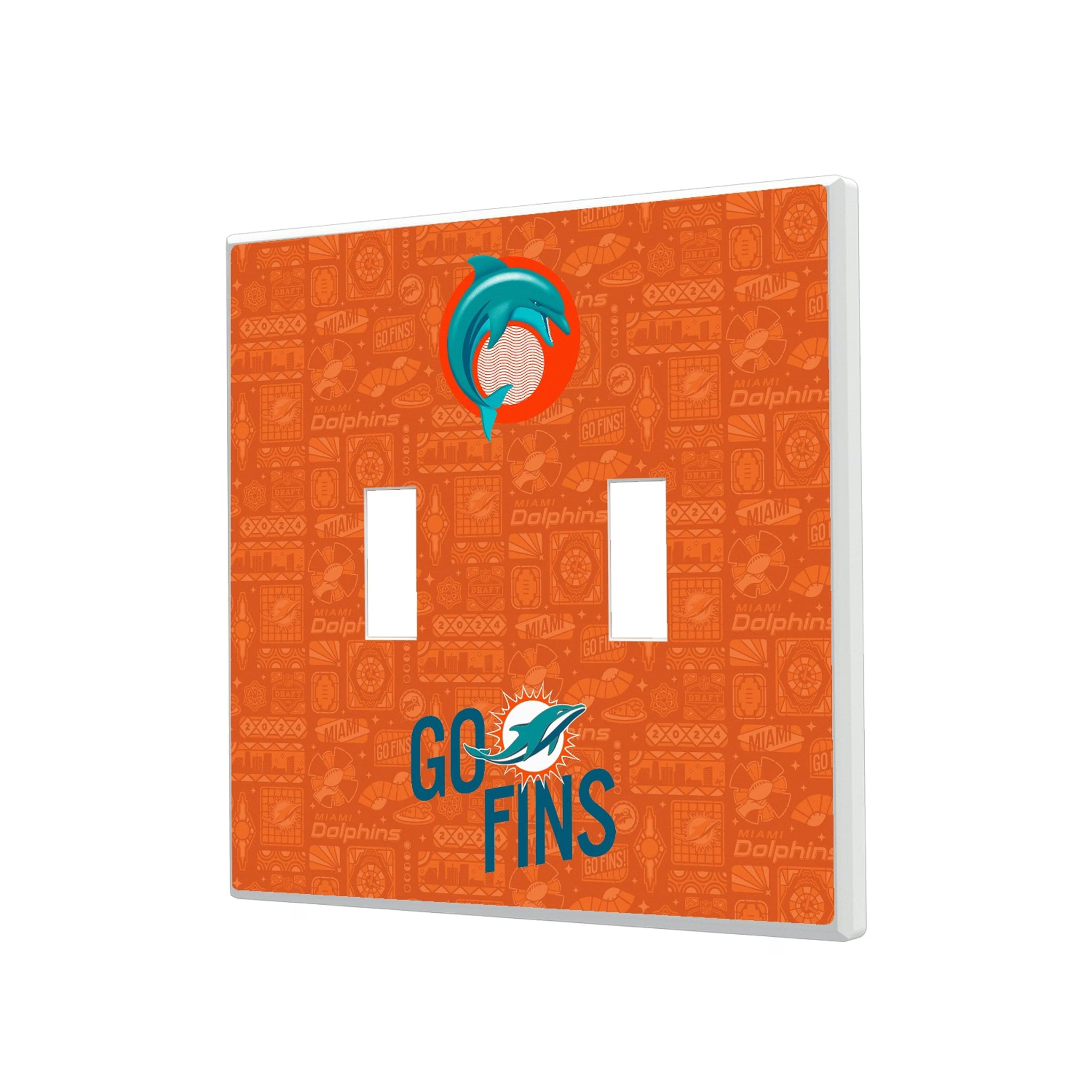 Miami Dolphins Deco Hidden-Screw Light Switch Plate#Style_Double Toggle