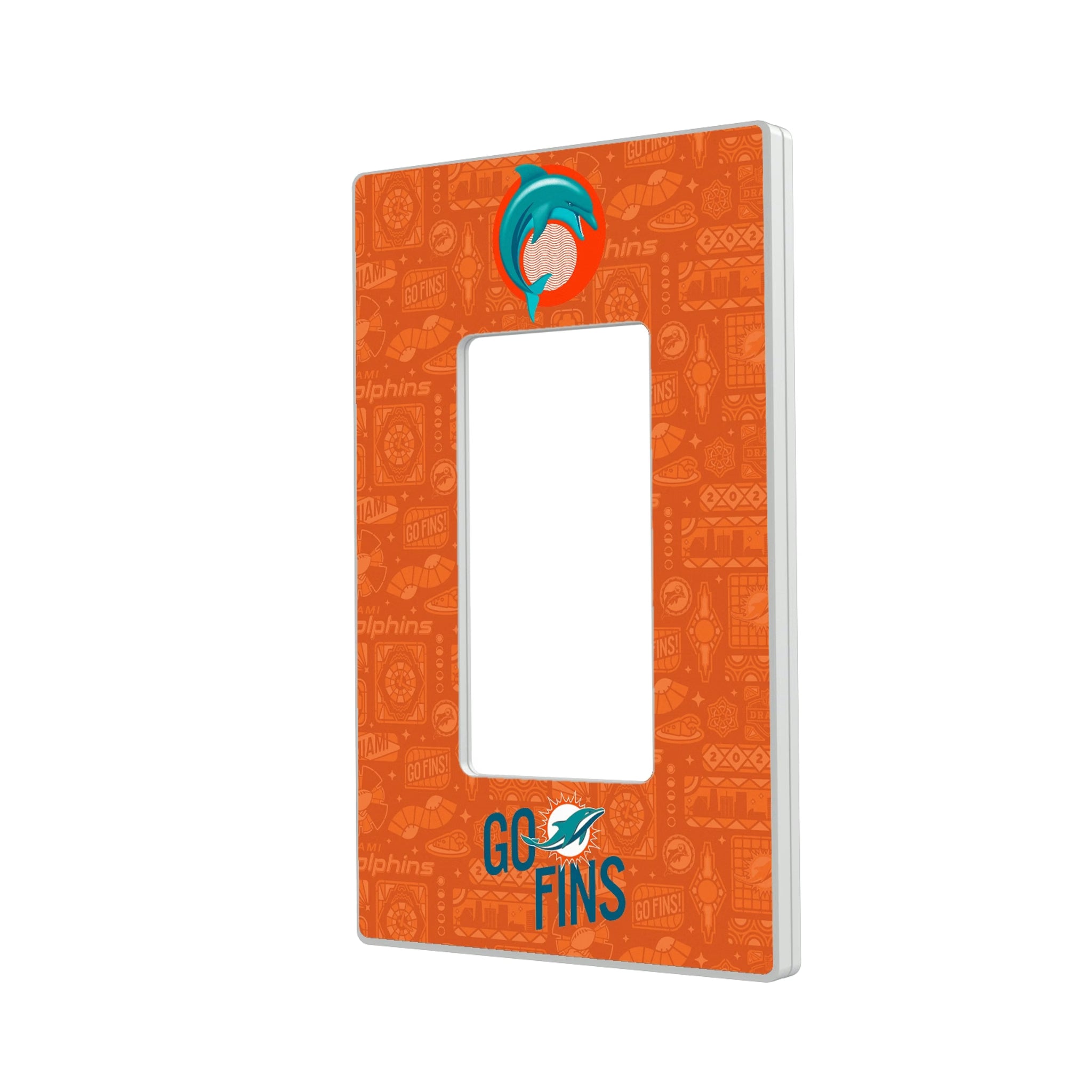 Miami Dolphins Deco Hidden-Screw Light Switch Plate#Style_Single Rocker