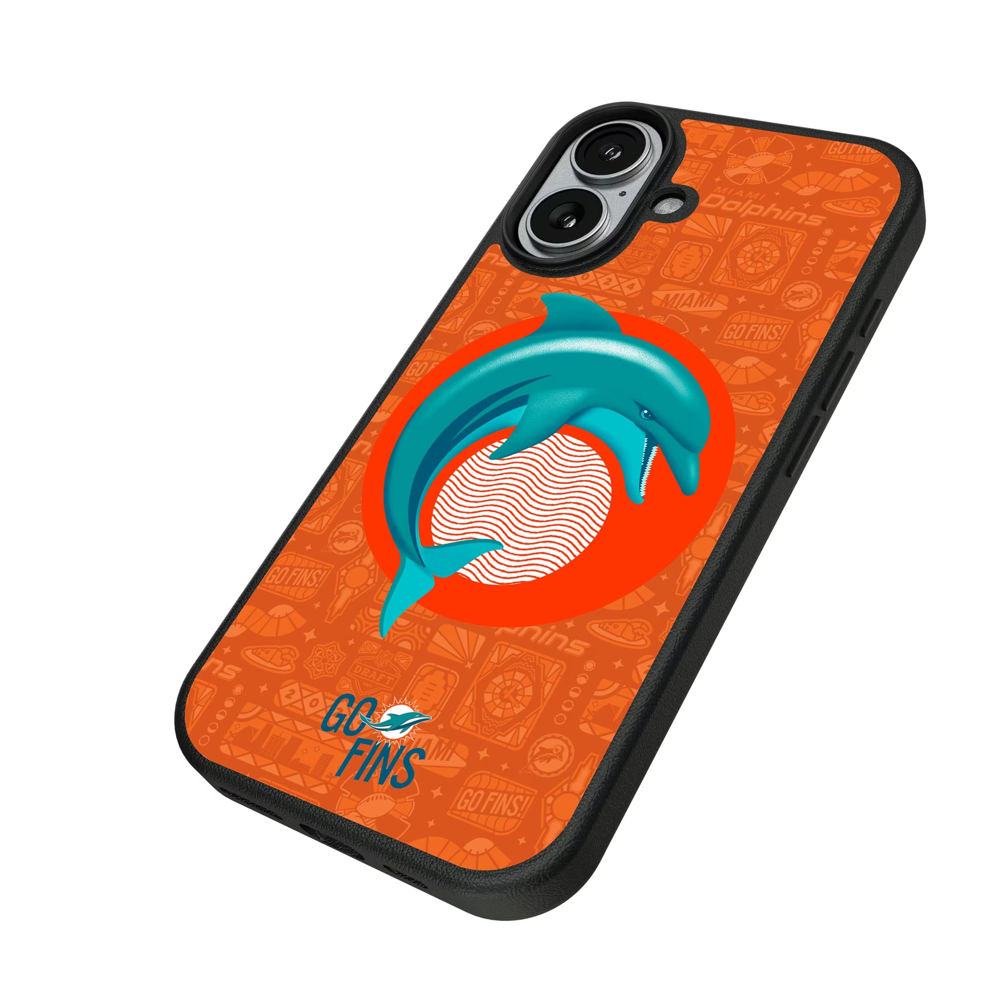 Miami Dolphins Deco iPhone MagSafe Compatible Phone Case for Apple iPhone - Isometric View#Device_iPhone 17