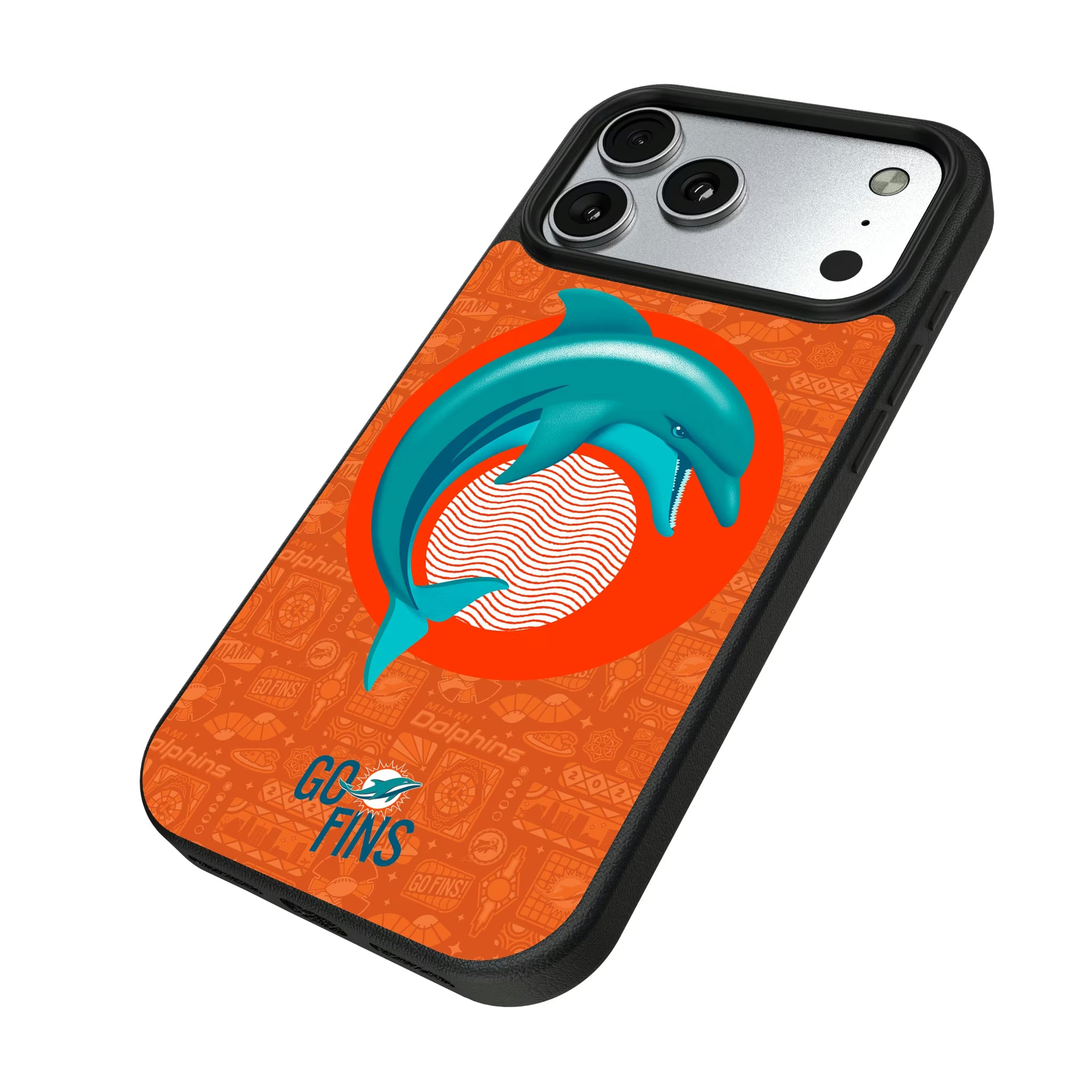 Miami Dolphins Deco iPhone MagSafe Compatible Phone Case for Apple iPhone - Isometric View#Device_iPhone 17 Pro Max