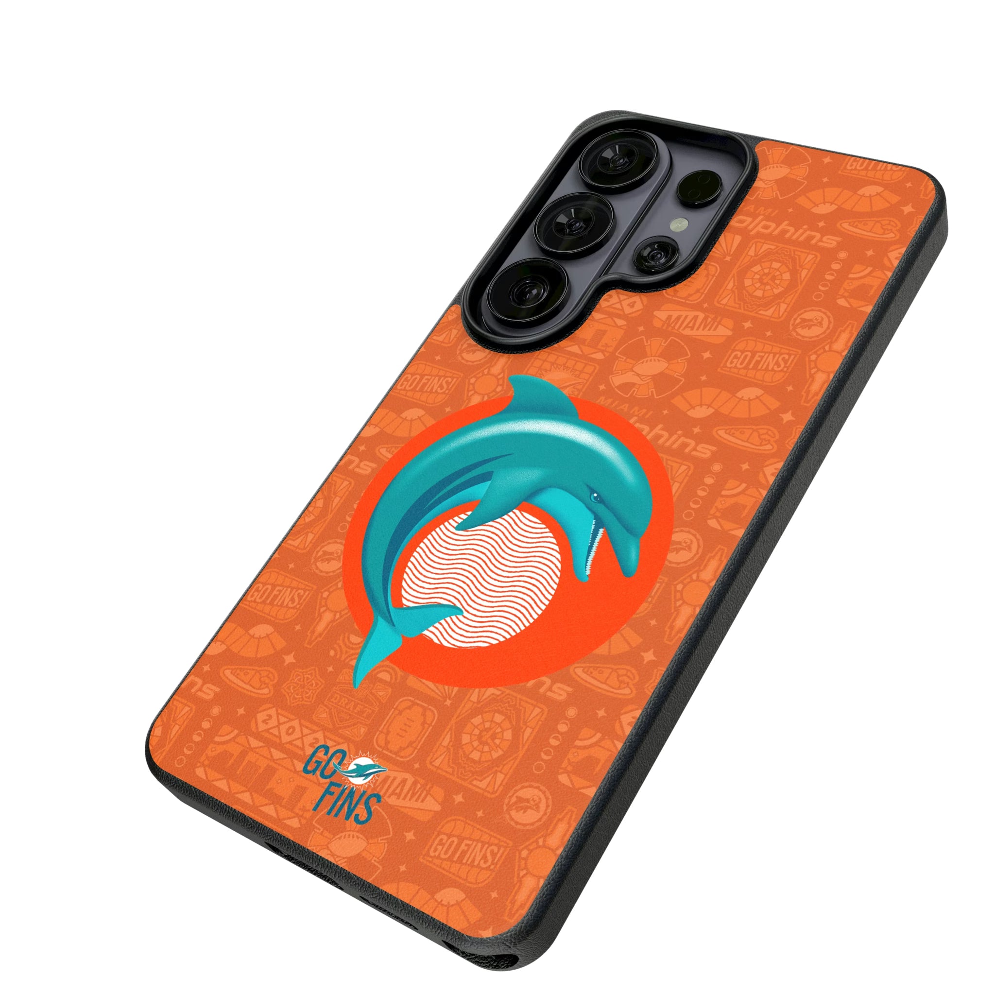 Miami Dolphins Deco Galaxy MagSafe Compatible Phone Case for Samsung Galaxy - Isometric View