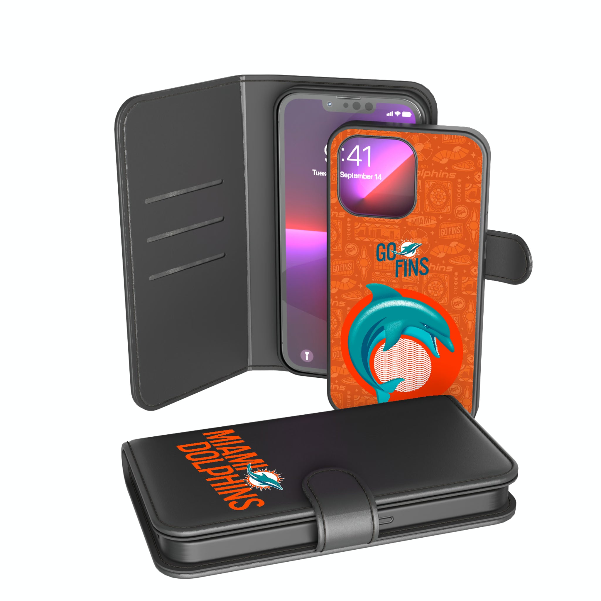 Miami Dolphins Deco iPhone Wallet Phone Case for Apple iPhone