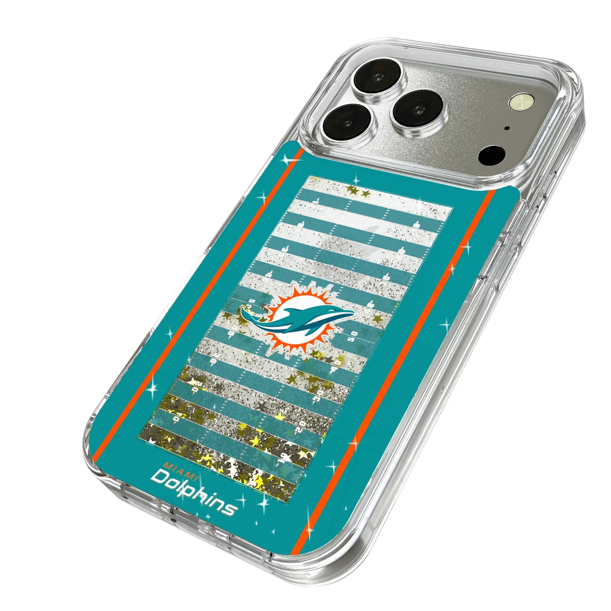 Miami Dolphins Field iPhone Glitter Phone Case for Apple iPhone - Isometric View