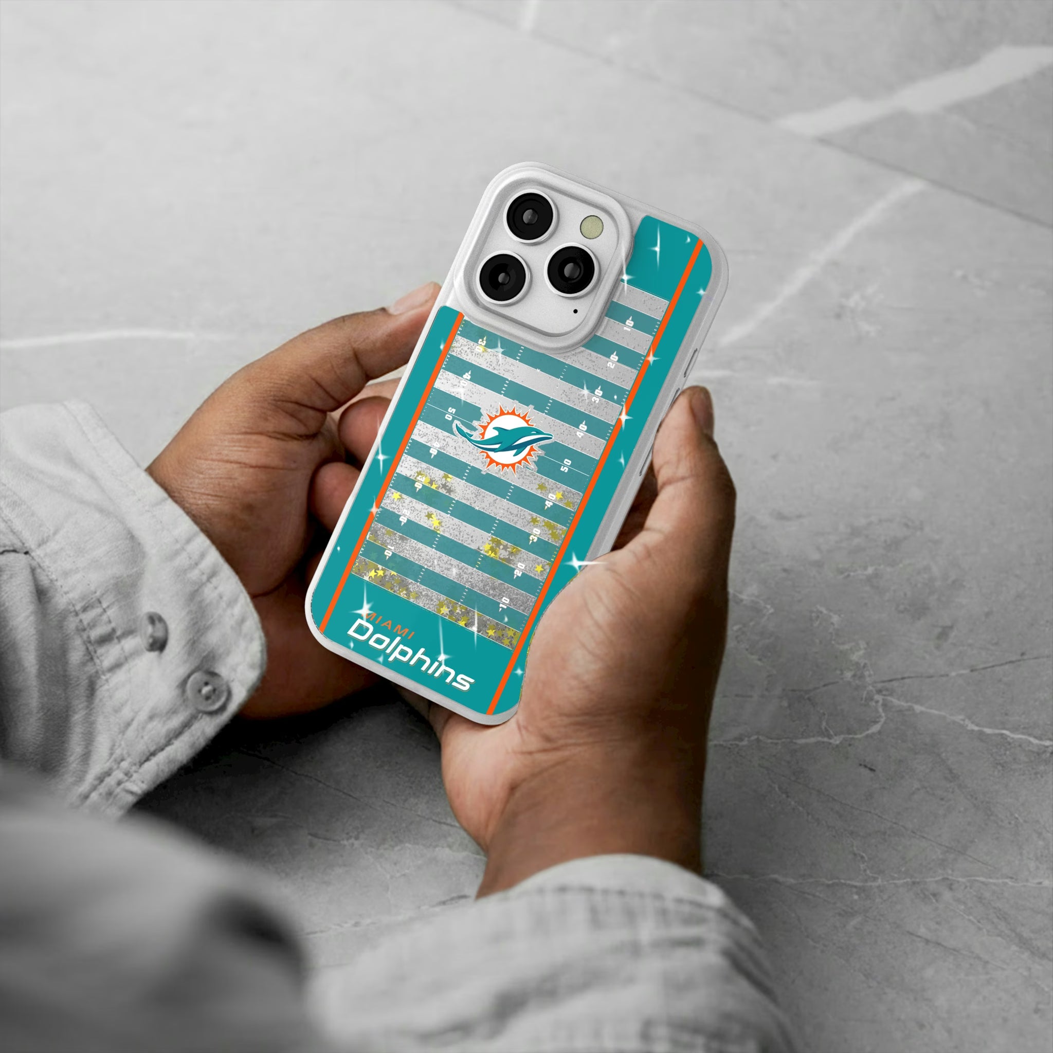 Miami Dolphins Field iPhone Glitter Phone Case for Apple iPhone - Lifestyle#Device_iPhone 16 Pro