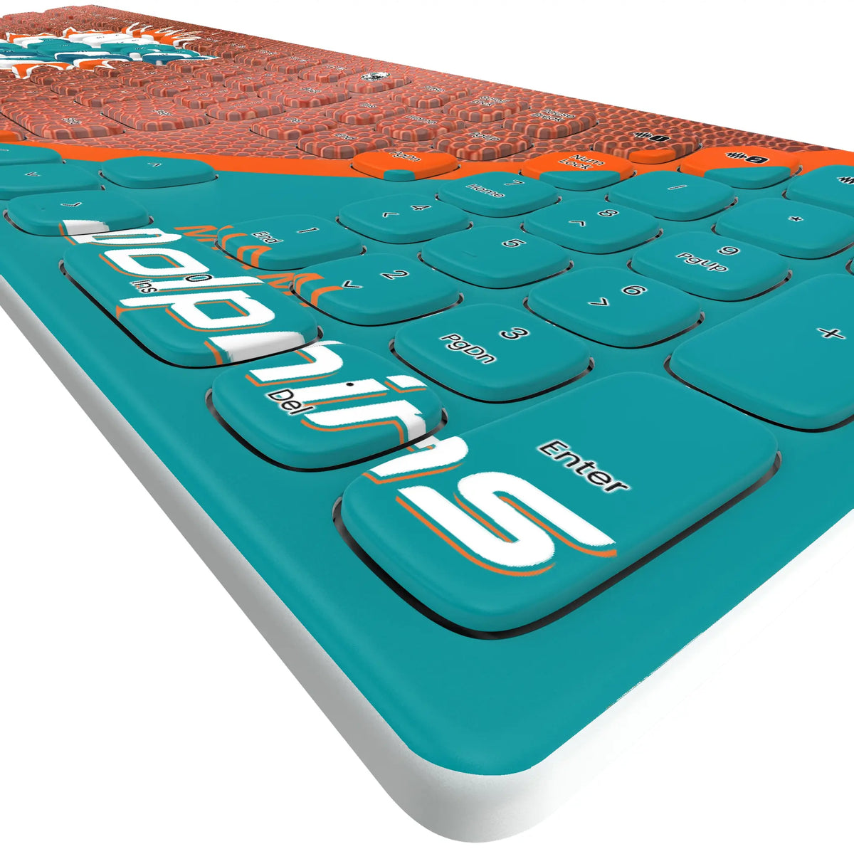 Miami Dolphins Football KKB605 Curved Wireless Keyboard - Detail