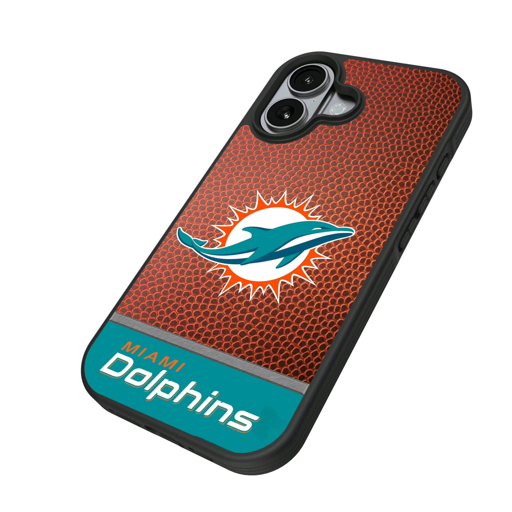 Miami Dolphins Football Wordmark iPhone Bump Phone Case for Apple iPhone - Isometric View#Device_iPhone 17