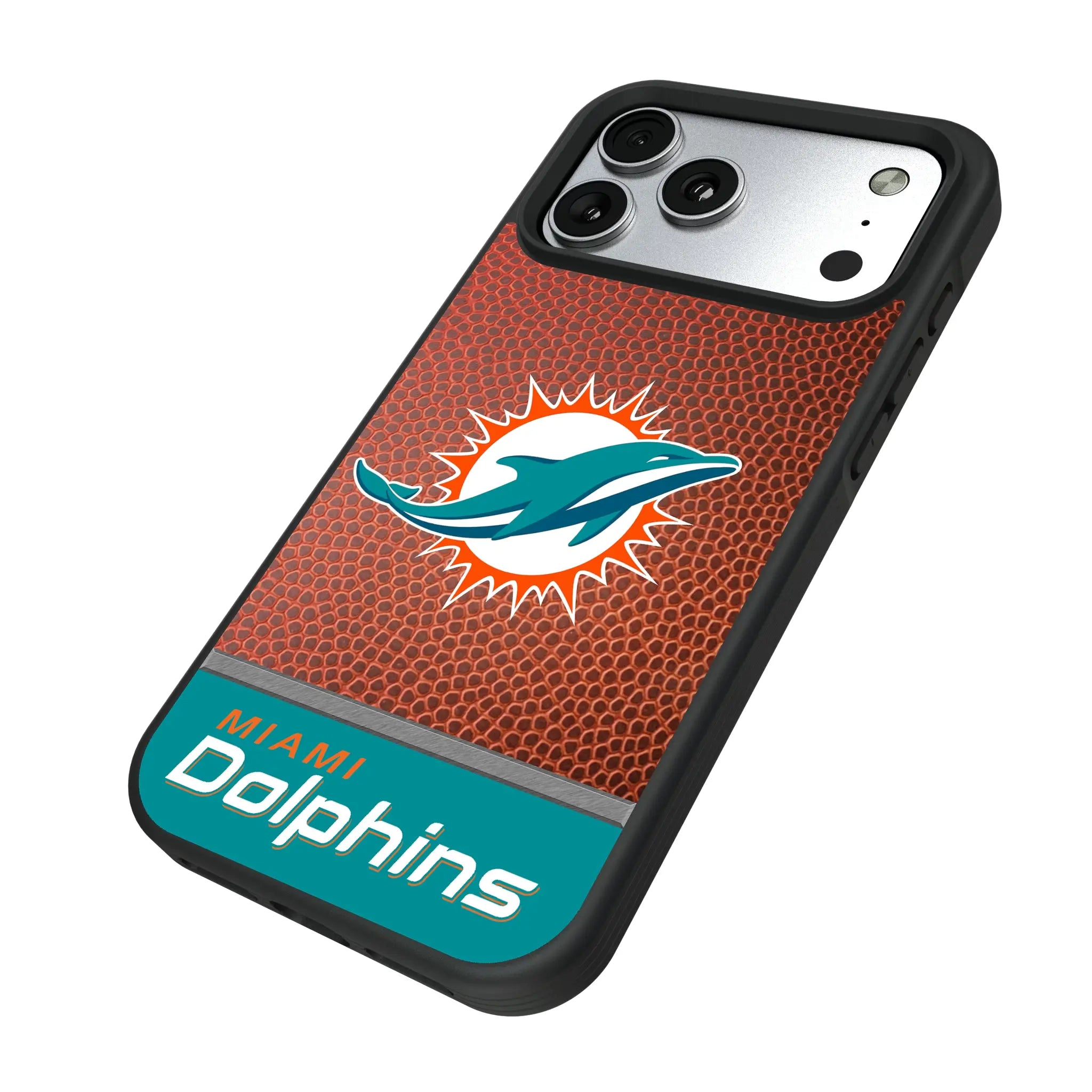 Miami Dolphins Football Wordmark iPhone Bump Phone Case for Apple iPhone - Isometric View#Device_iPhone 17 Pro Max