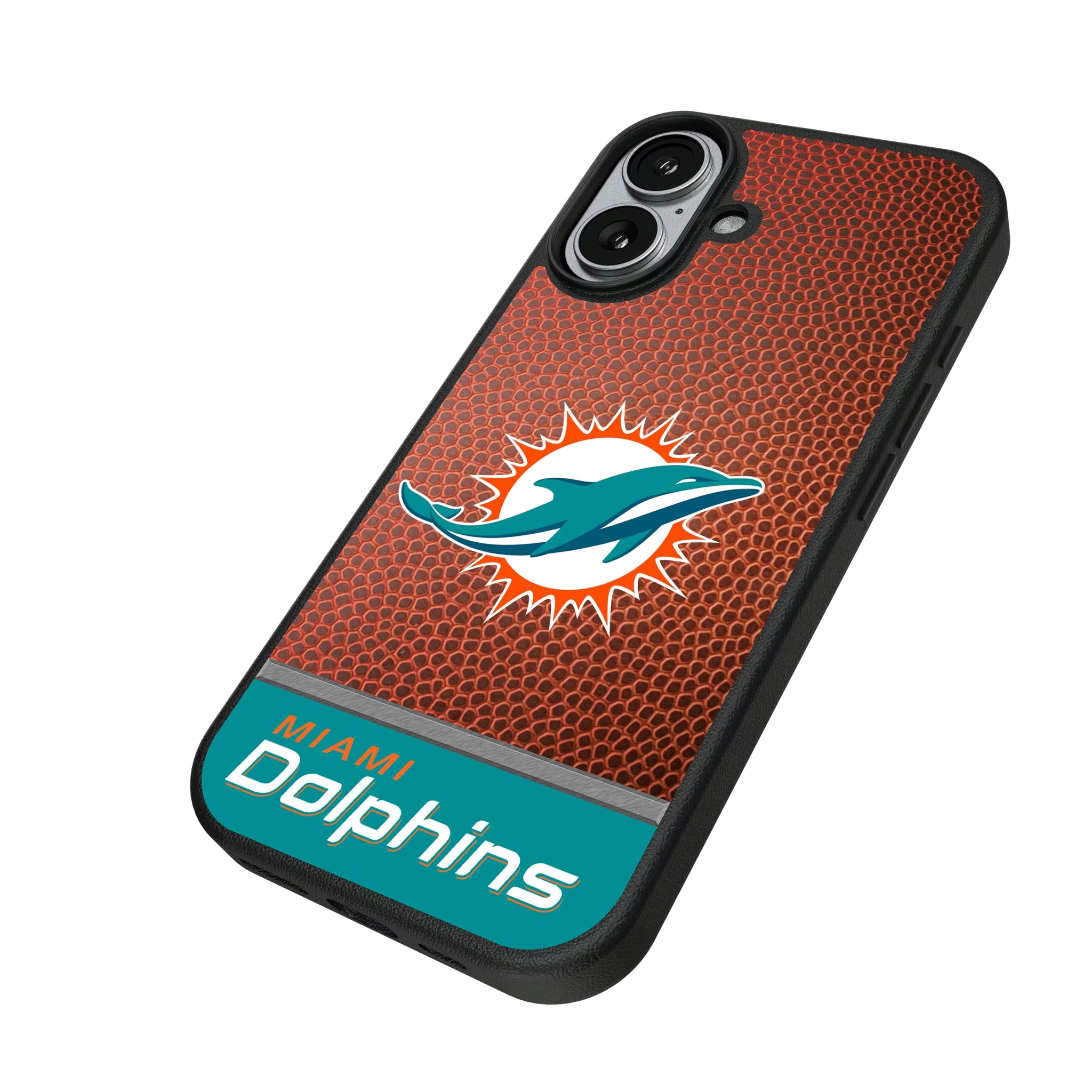 Miami Dolphins Football Wordmark iPhone MagSafe Compatible Phone Case for Apple iPhone - Isometric View#Device_iPhone 17