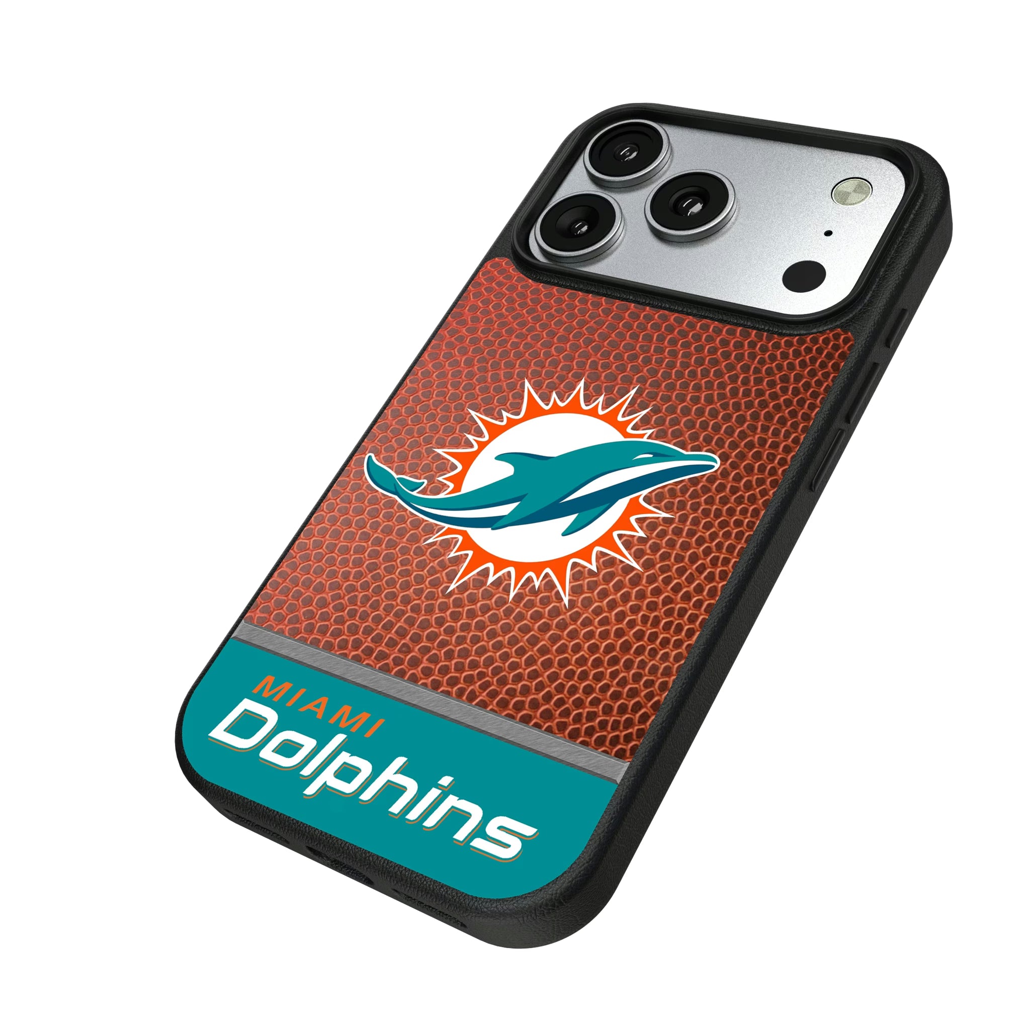 Miami Dolphins Football Wordmark iPhone MagSafe Compatible Phone Case for Apple iPhone - Isometric View#Device_iPhone 17 Pro
