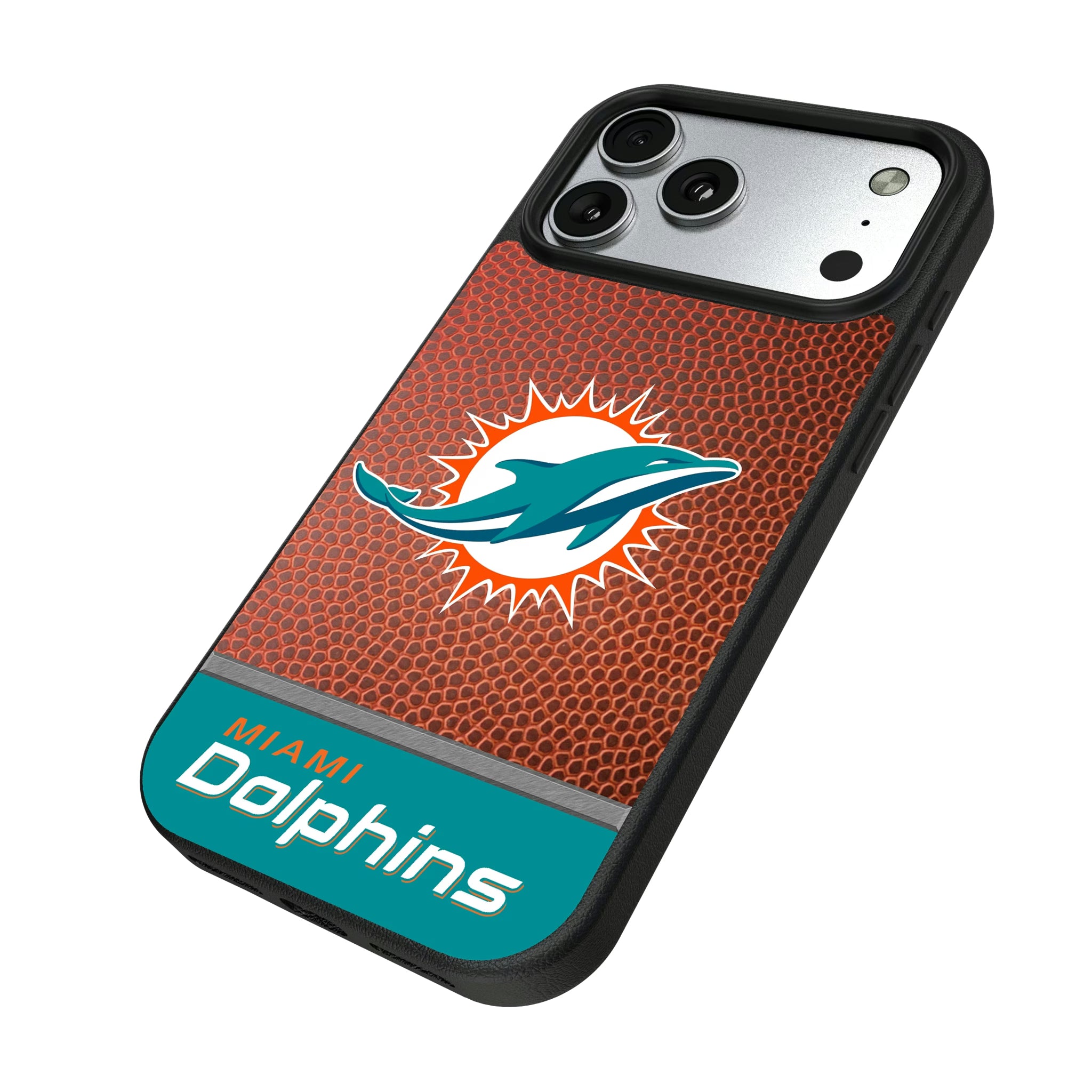 Miami Dolphins Football Wordmark iPhone MagSafe Compatible Phone Case for Apple iPhone - Isometric View#Device_iPhone 17 Pro Max