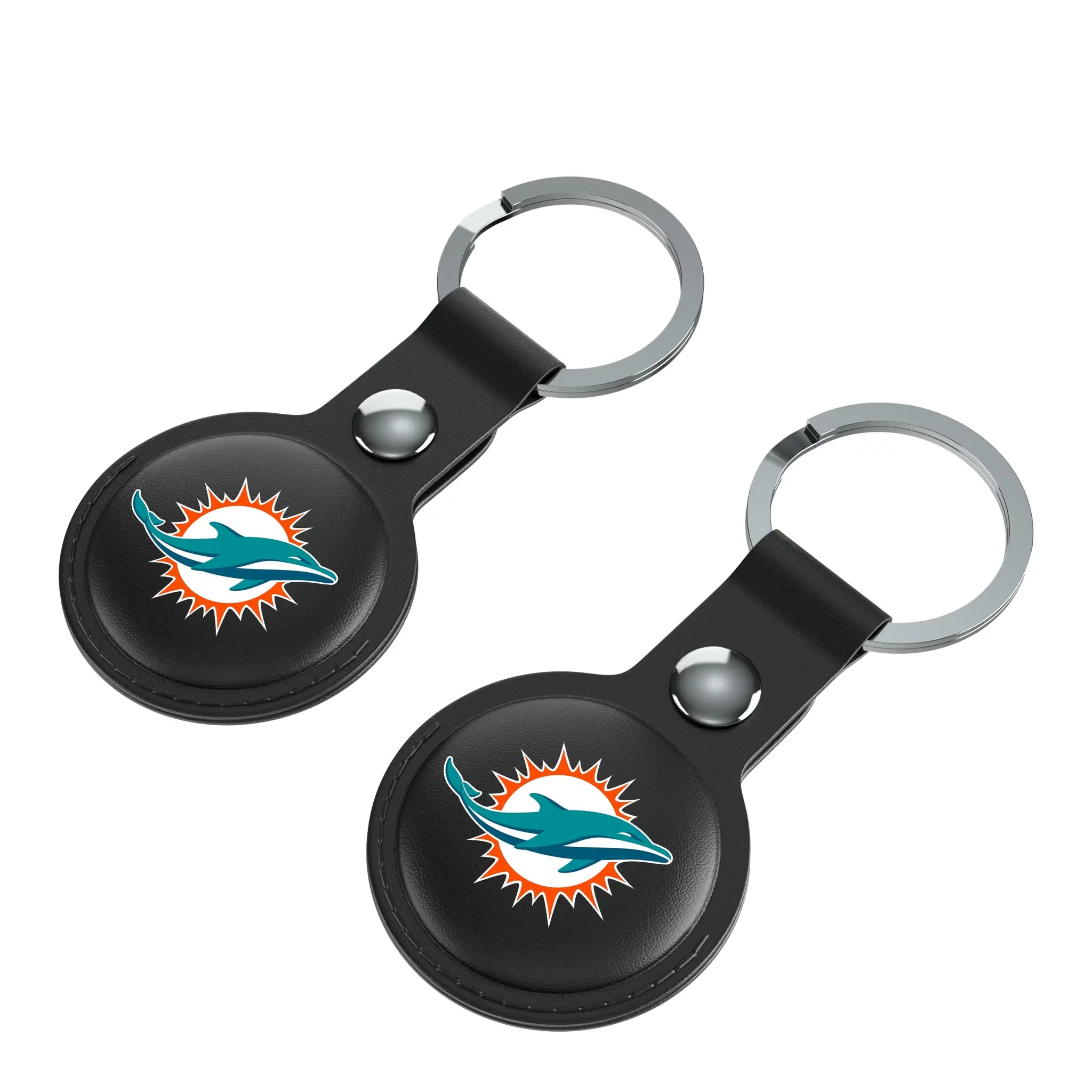 Miami Dolphins Insignia AirTag Black Airtag Holder 2-Pack - Isometric View
