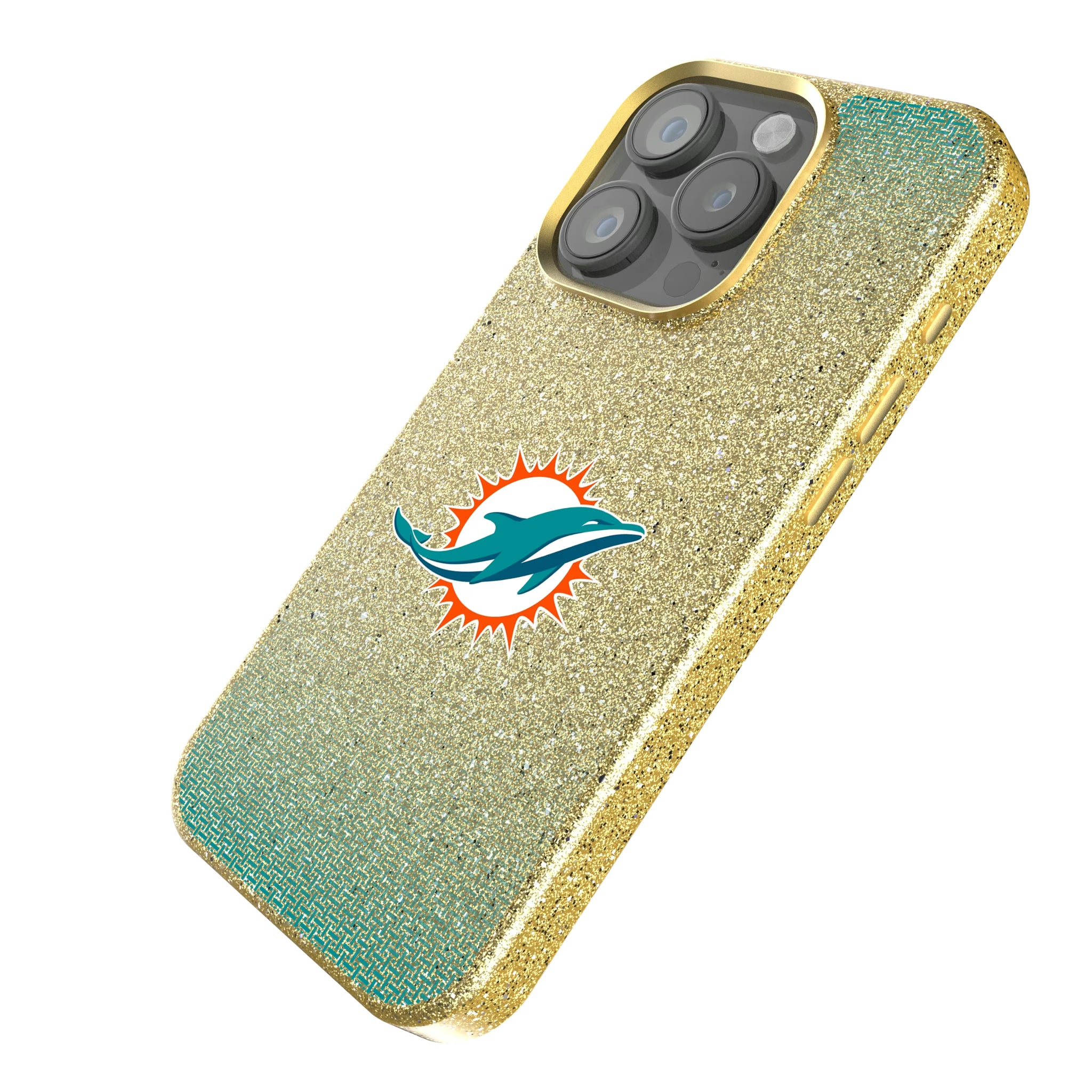 Miami Dolphins Linen iPhone Bling Phone Case for Apple iPhone - Isometric View