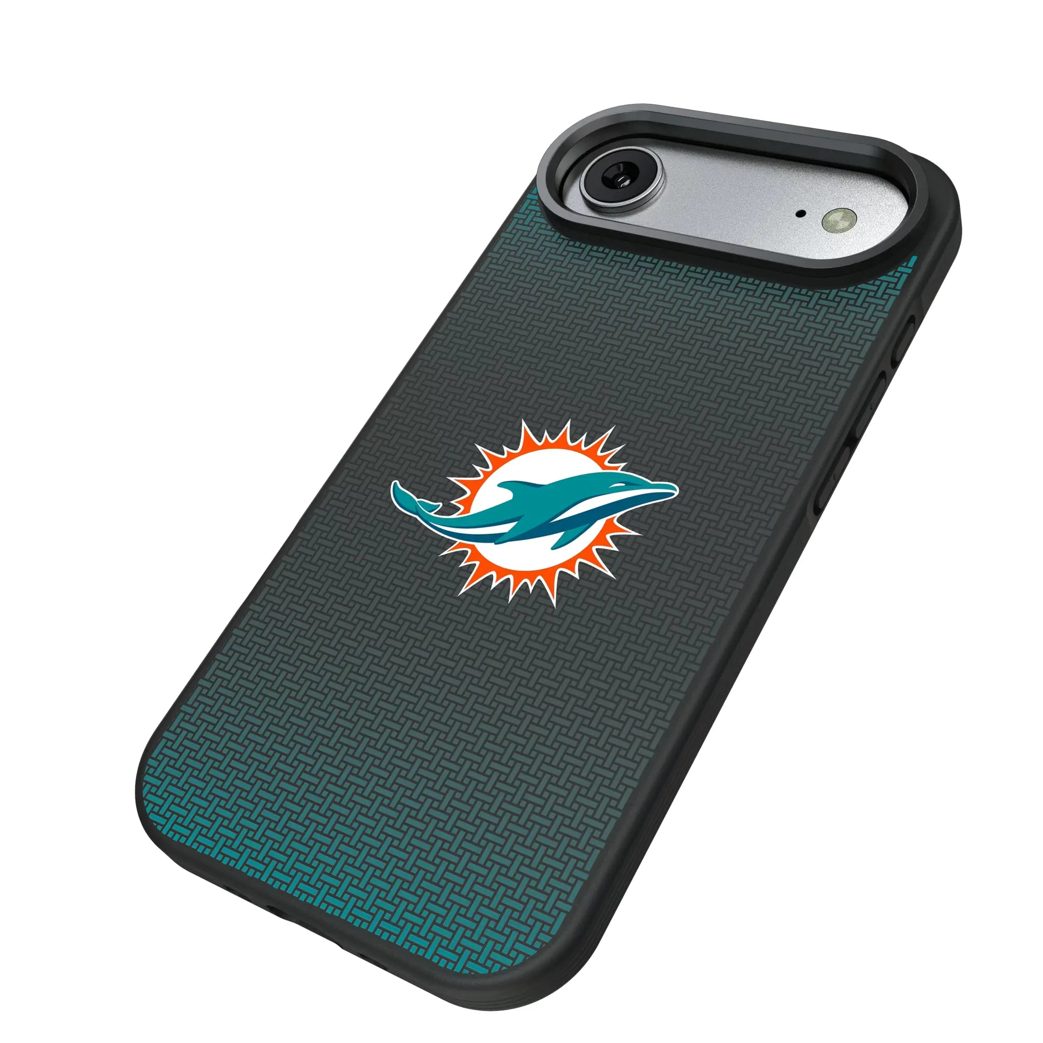 Miami Dolphins Linen iPhone Bump Phone Case for Apple iPhone - Isometric View#Device_iPhone Air