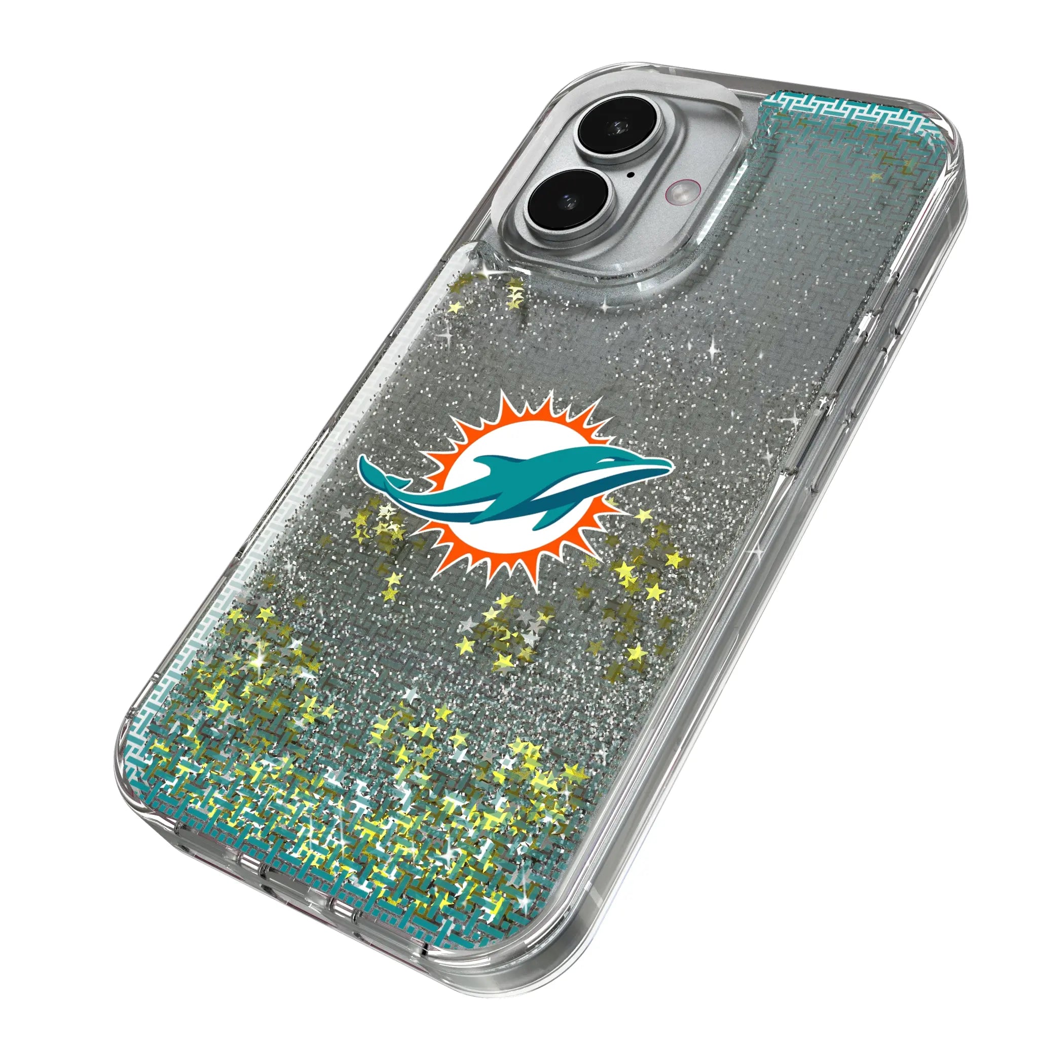 Miami Dolphins Linen iPhone Glitter Phone Case for Apple iPhone - Isometric View