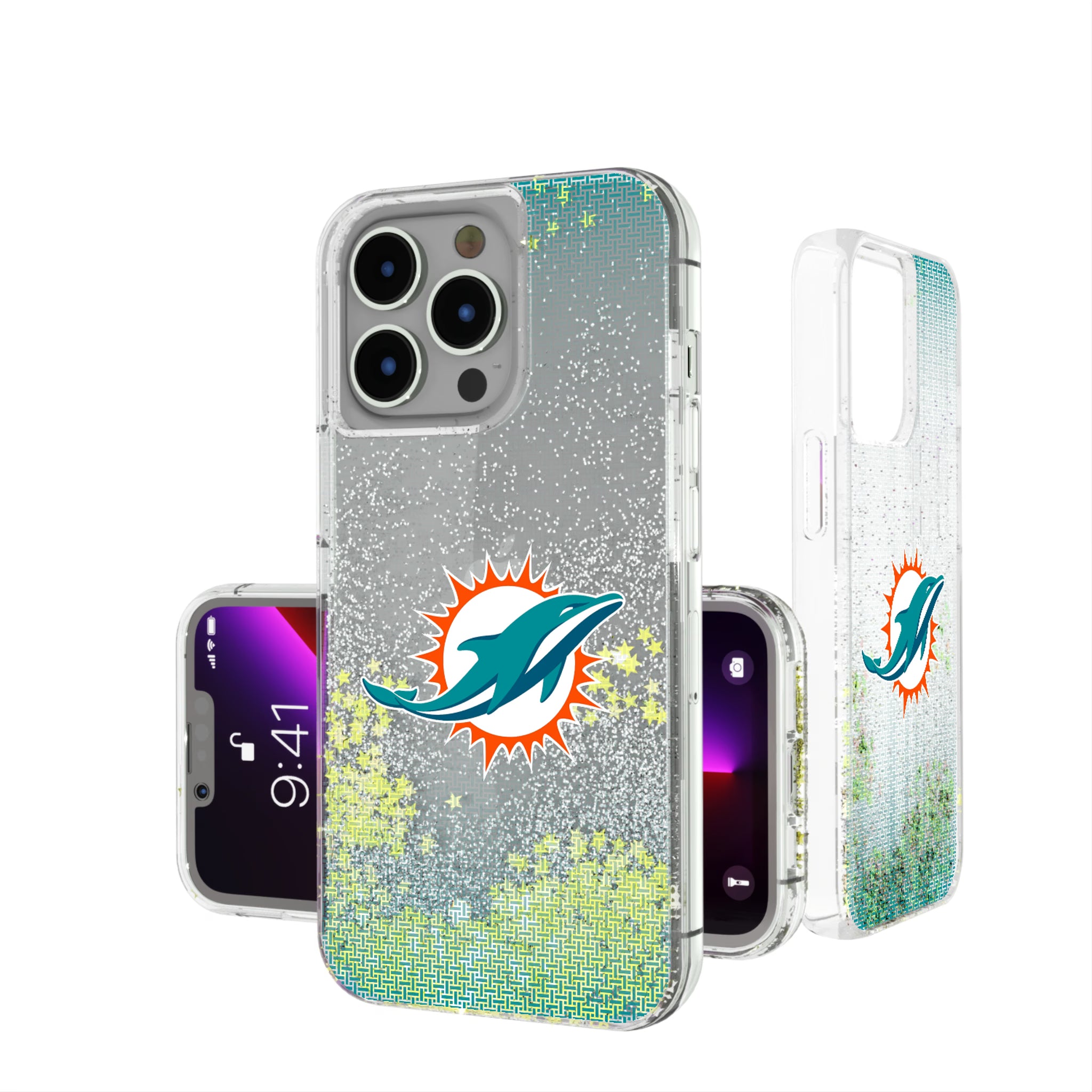 Miami Dolphins Linen iPhone Glitter Phone Case for Apple iPhone