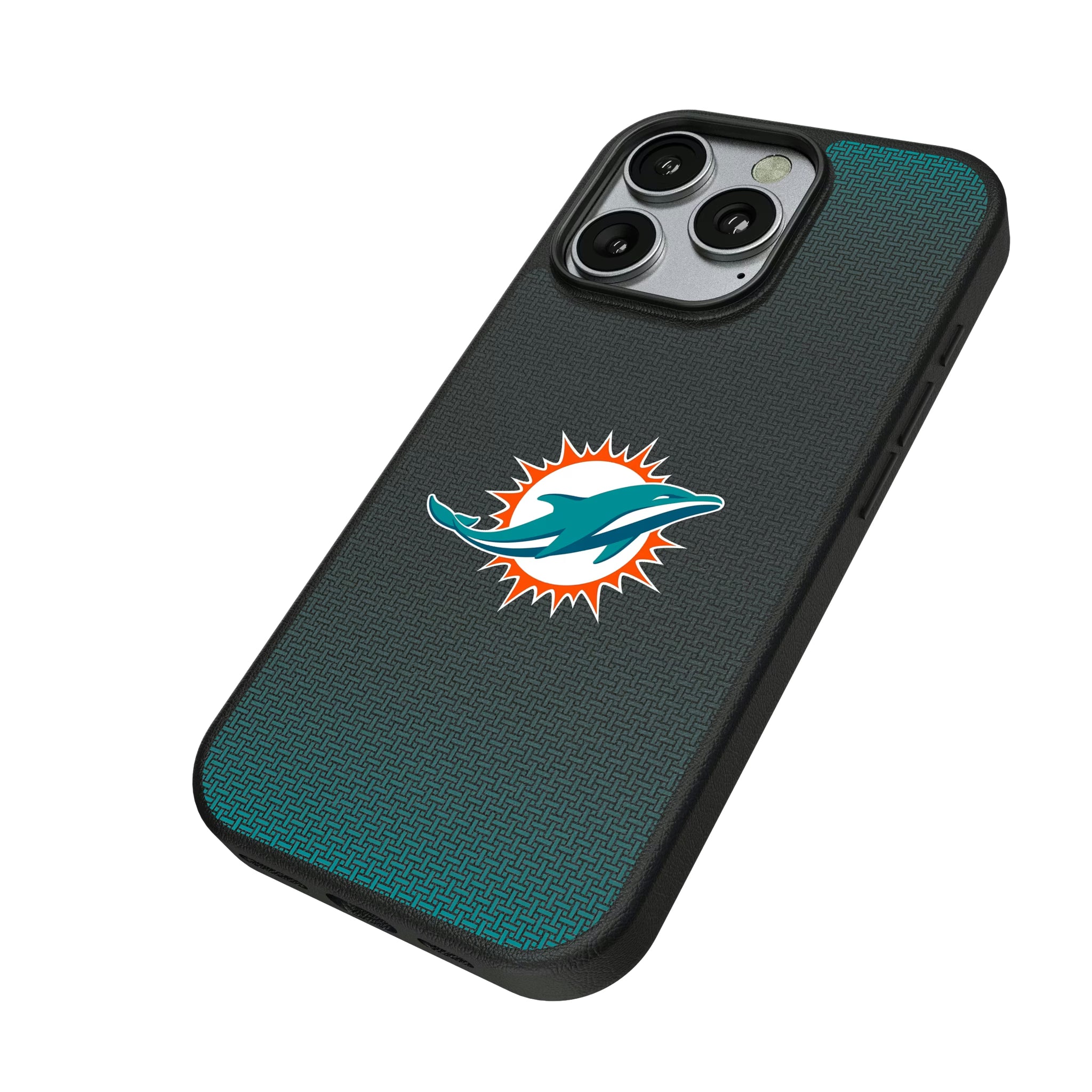 Miami Dolphins Linen iPhone MagSafe Compatible Phone Case for Apple iPhone - Isometric View