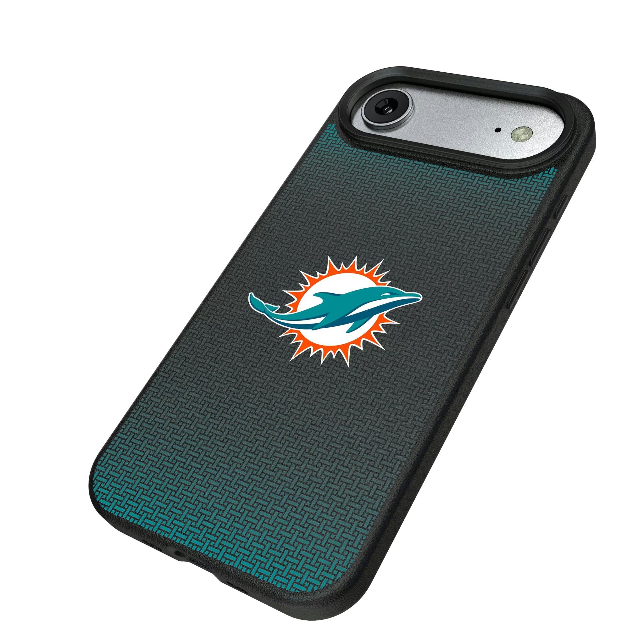 Miami Dolphins Linen iPhone MagSafe Compatible Phone Case for Apple iPhone - Isometric View#Device_iPhone Air