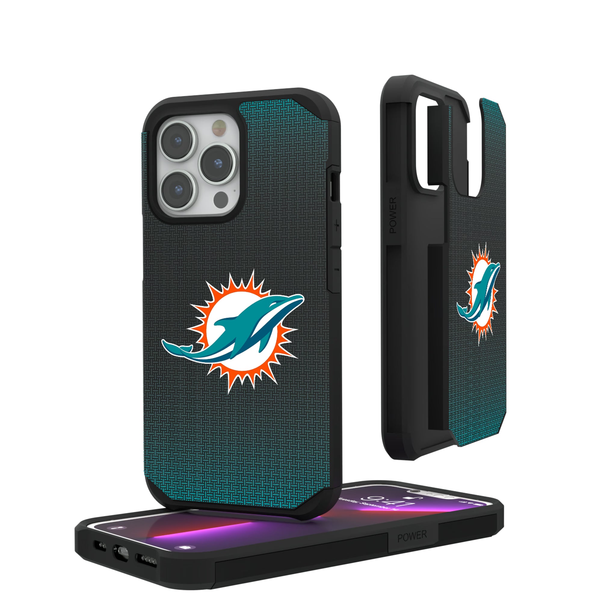Miami Dolphins Linen iPhone Rugged Phone Case for Apple iPhone#Device_iPhone 13 Pro