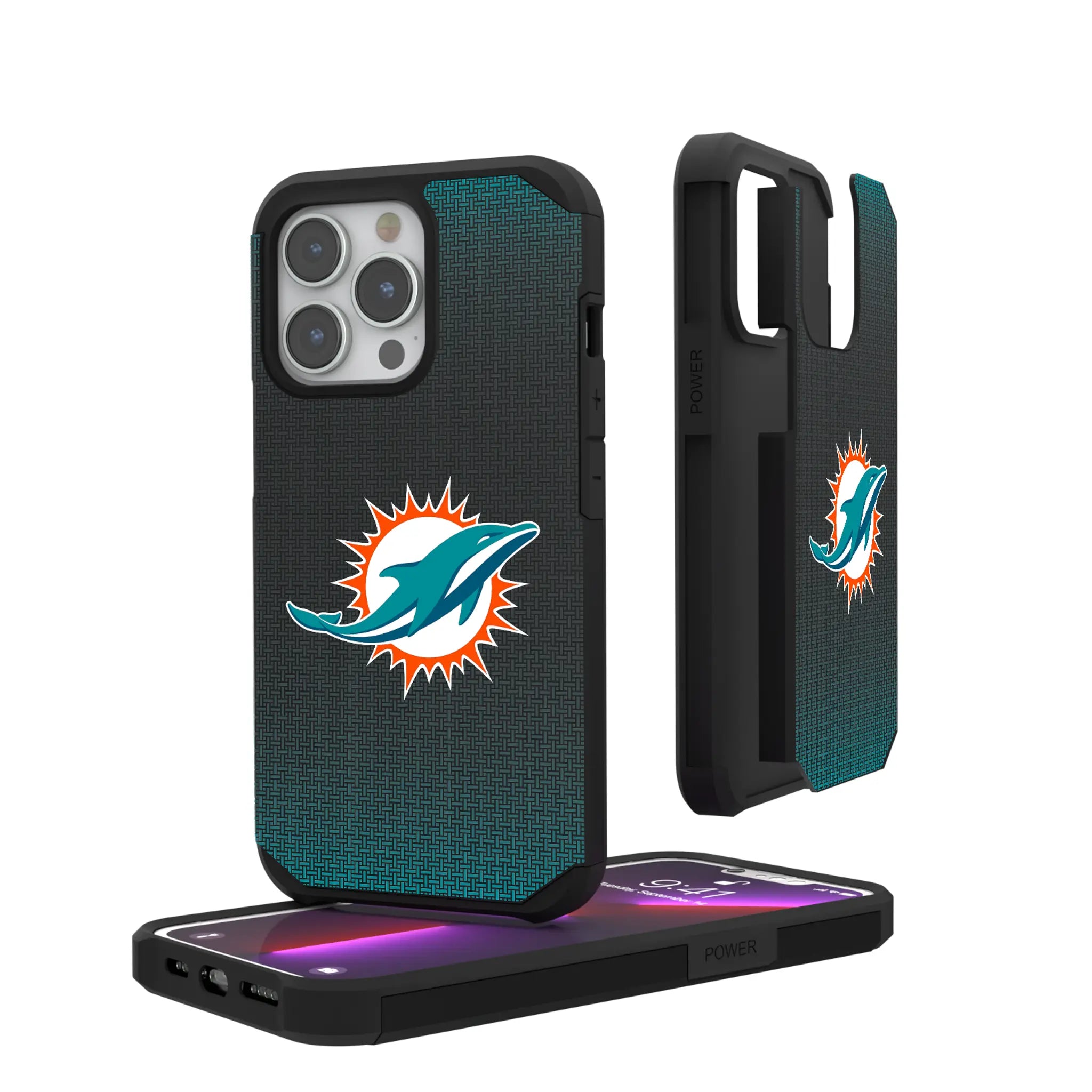 Miami Dolphins Linen iPhone Rugged Phone Case for Apple iPhone