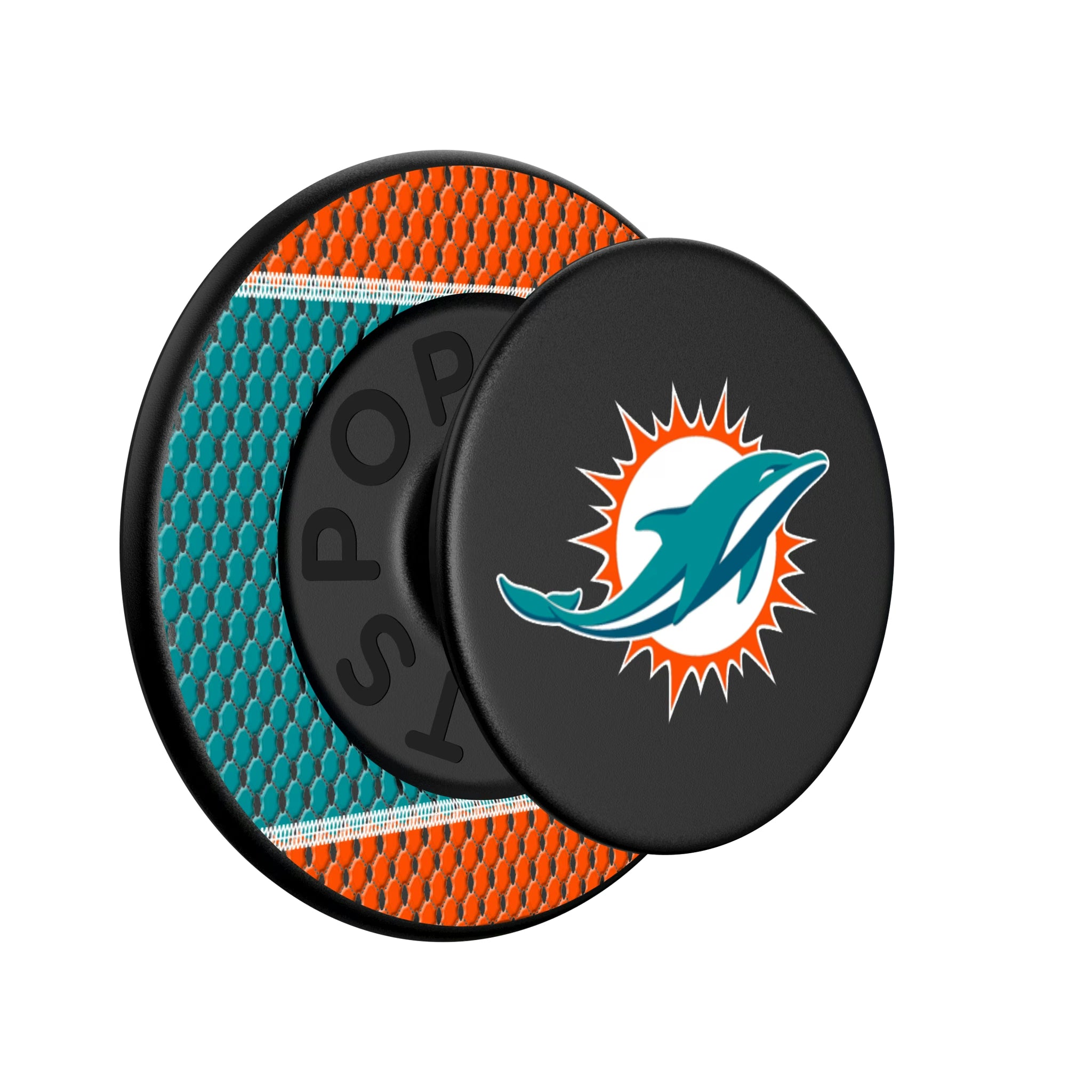 Miami Dolphins Mesh Popsockets Round Magnetic - Isometric View