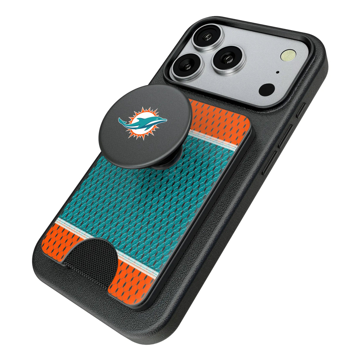 Miami Dolphins Mesh Popsockets Wallet Magnetic - Isometric View