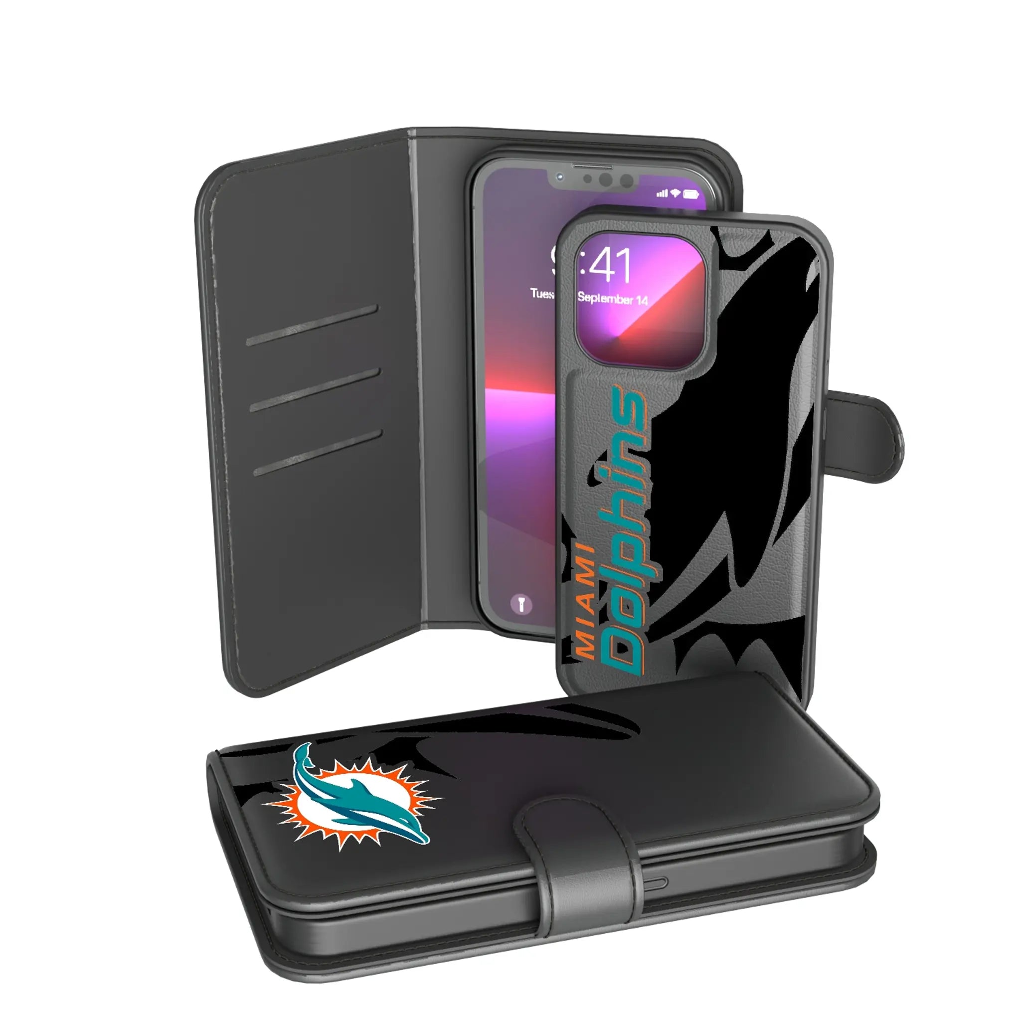 Miami Dolphins Monocolor Tilt iPhone Wallet Phone Case for Apple iPhone