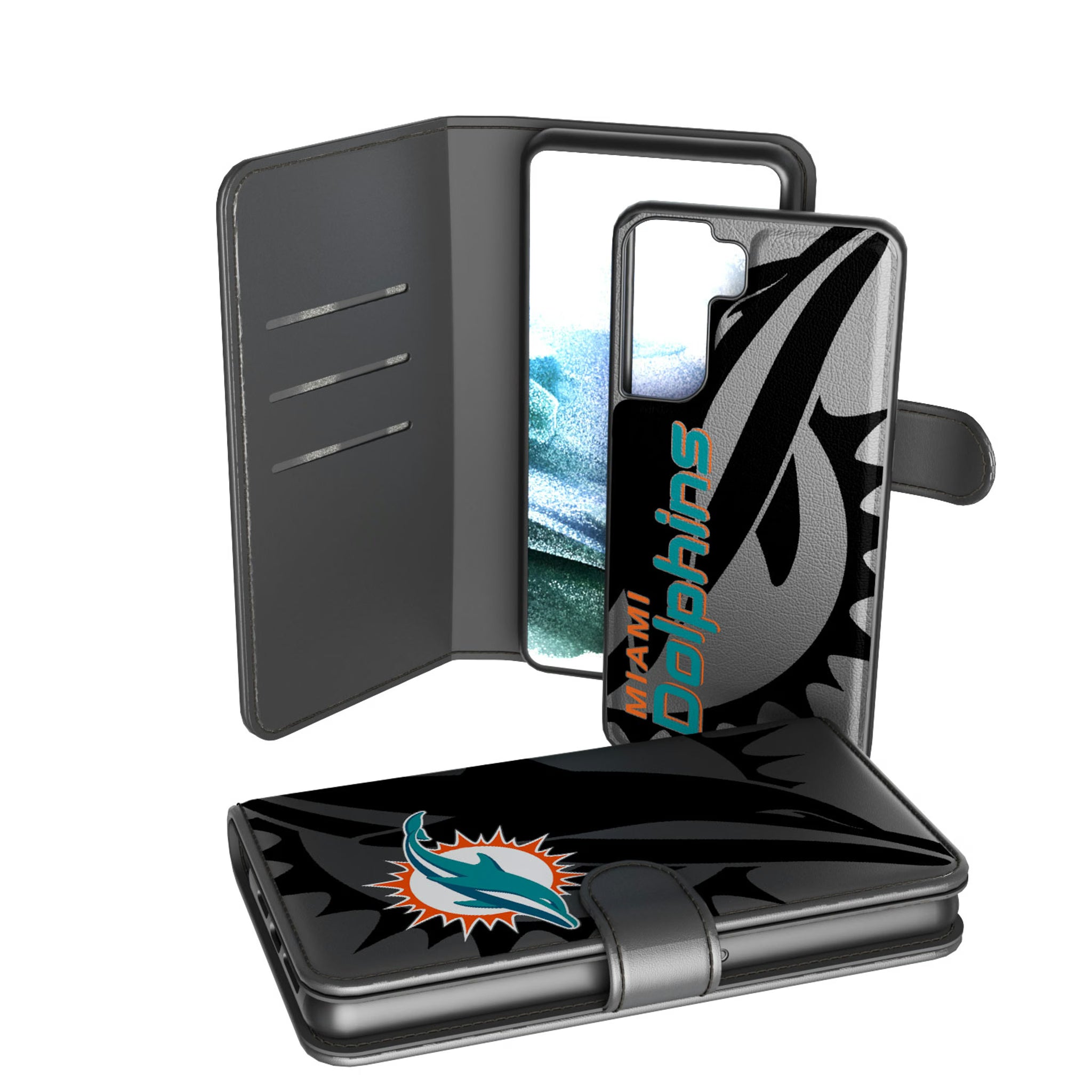 Miami Dolphins Monocolor Tilt Galaxy Wallet Phone Case for Samsung Galaxy