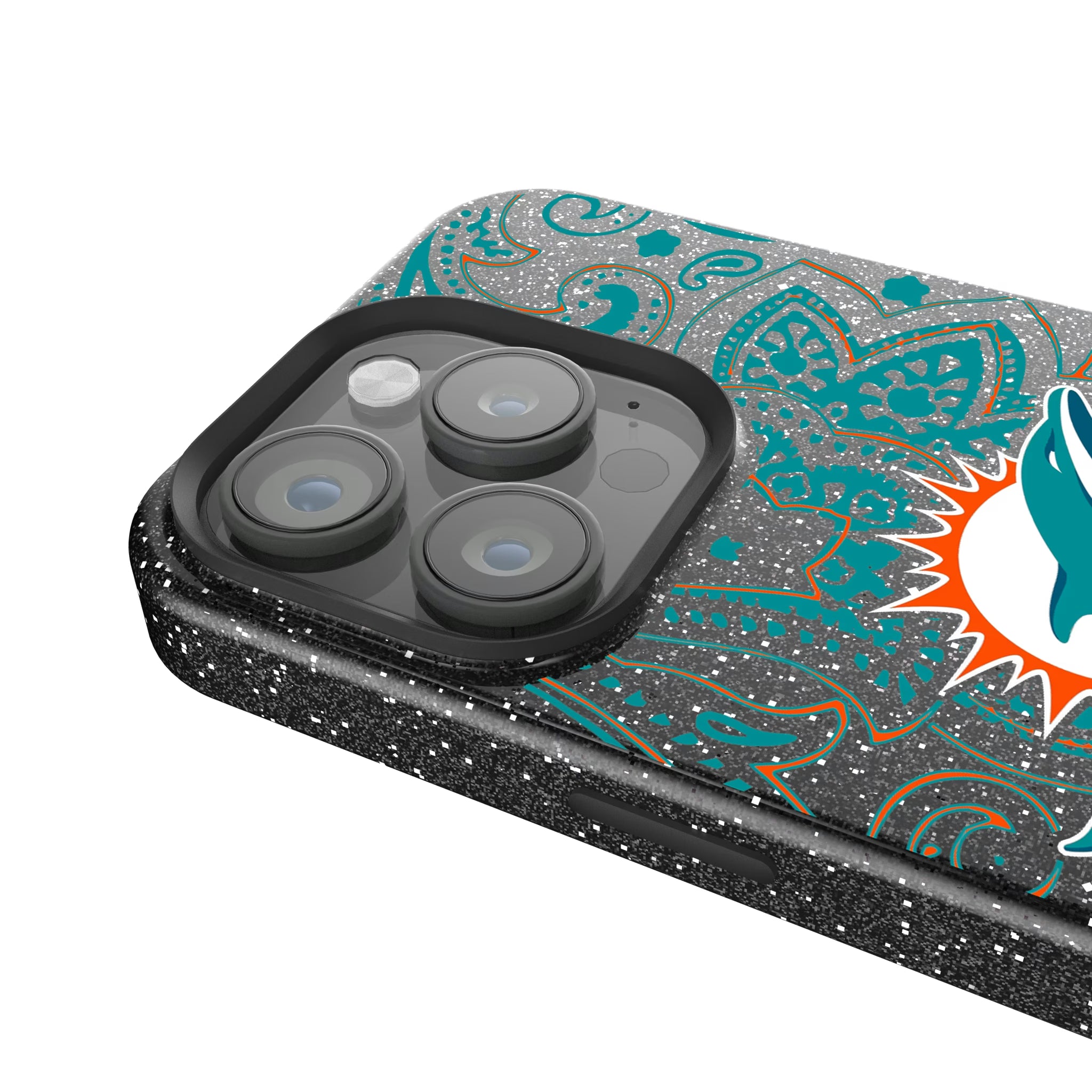 Miami Dolphins Paisley iPhone Bling Phone Case for Apple iPhone - Detail