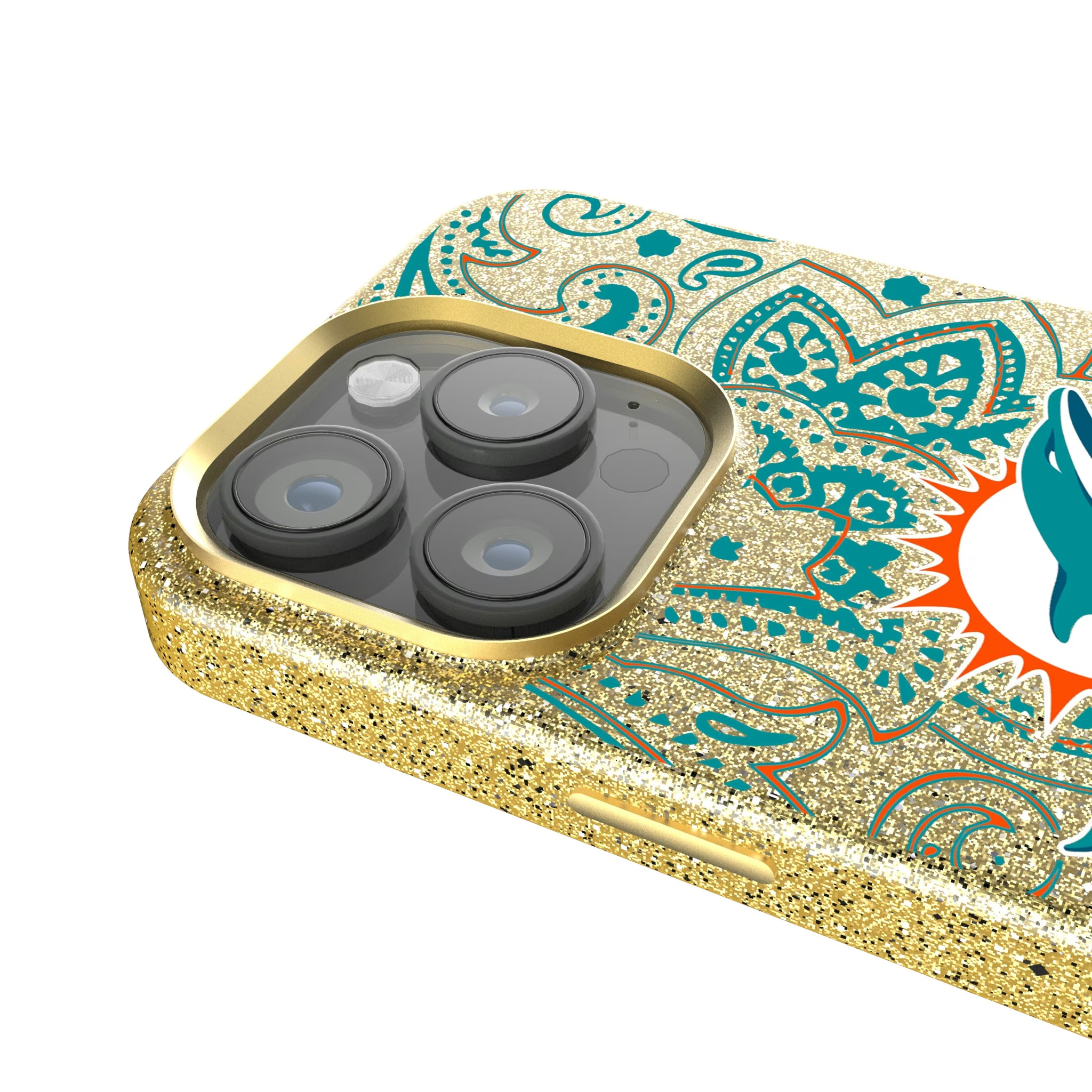 Miami Dolphins Paisley iPhone Bling Phone Case for Apple iPhone - Detail