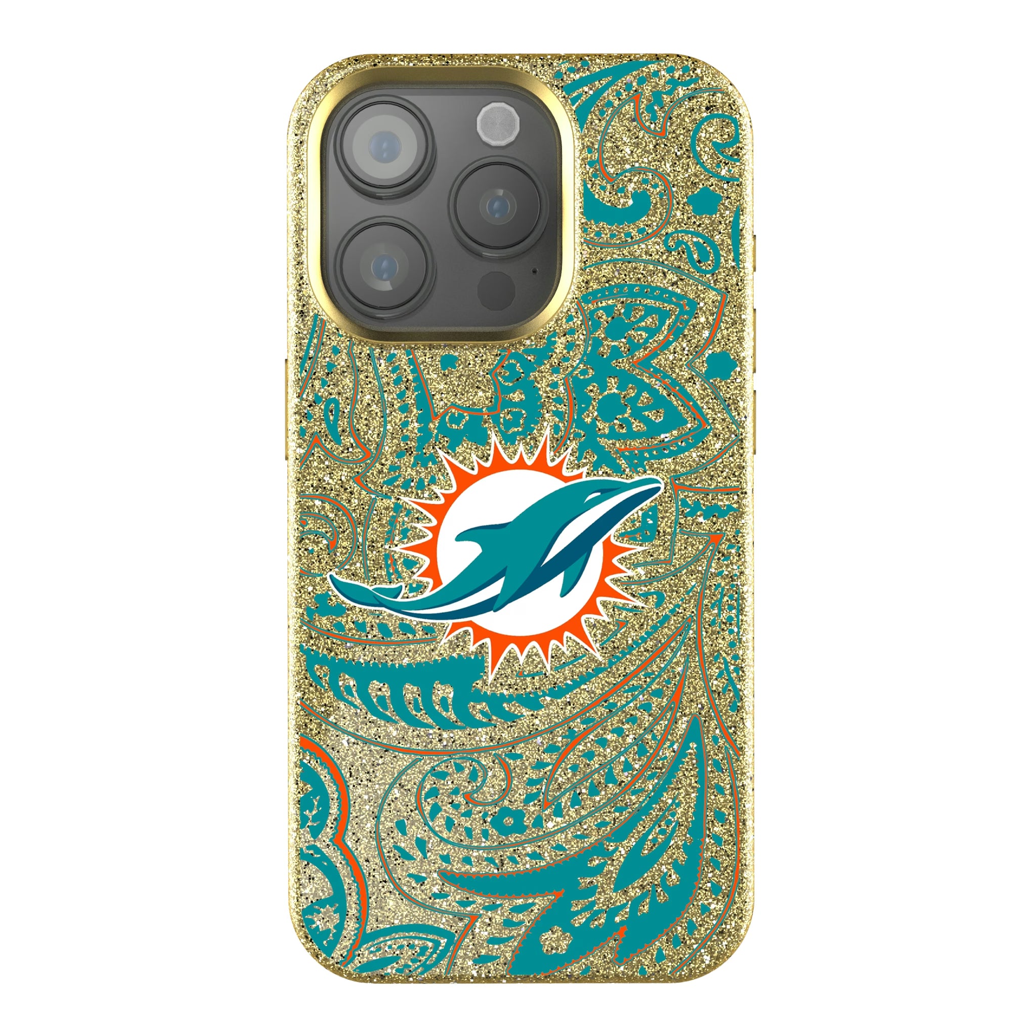 Miami Dolphins Paisley iPhone Bling Phone Case for Apple iPhone