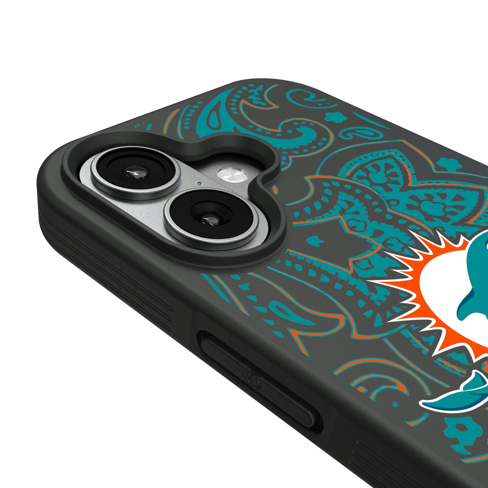 Miami Dolphins Paisley iPhone Bump Phone Case for Apple iPhone - Detail#Device_iPhone 17