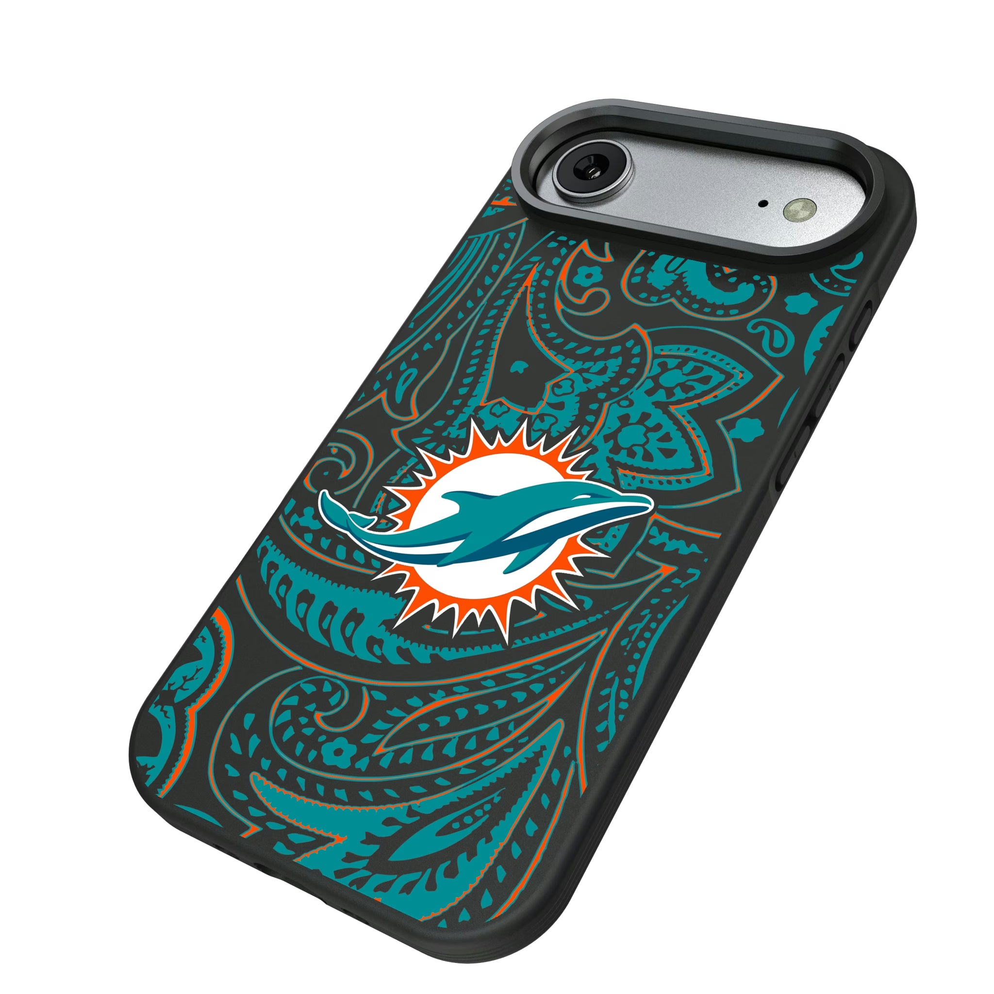Miami Dolphins Paisley iPhone Bump Phone Case for Apple iPhone - Isometric View#Device_iPhone Air