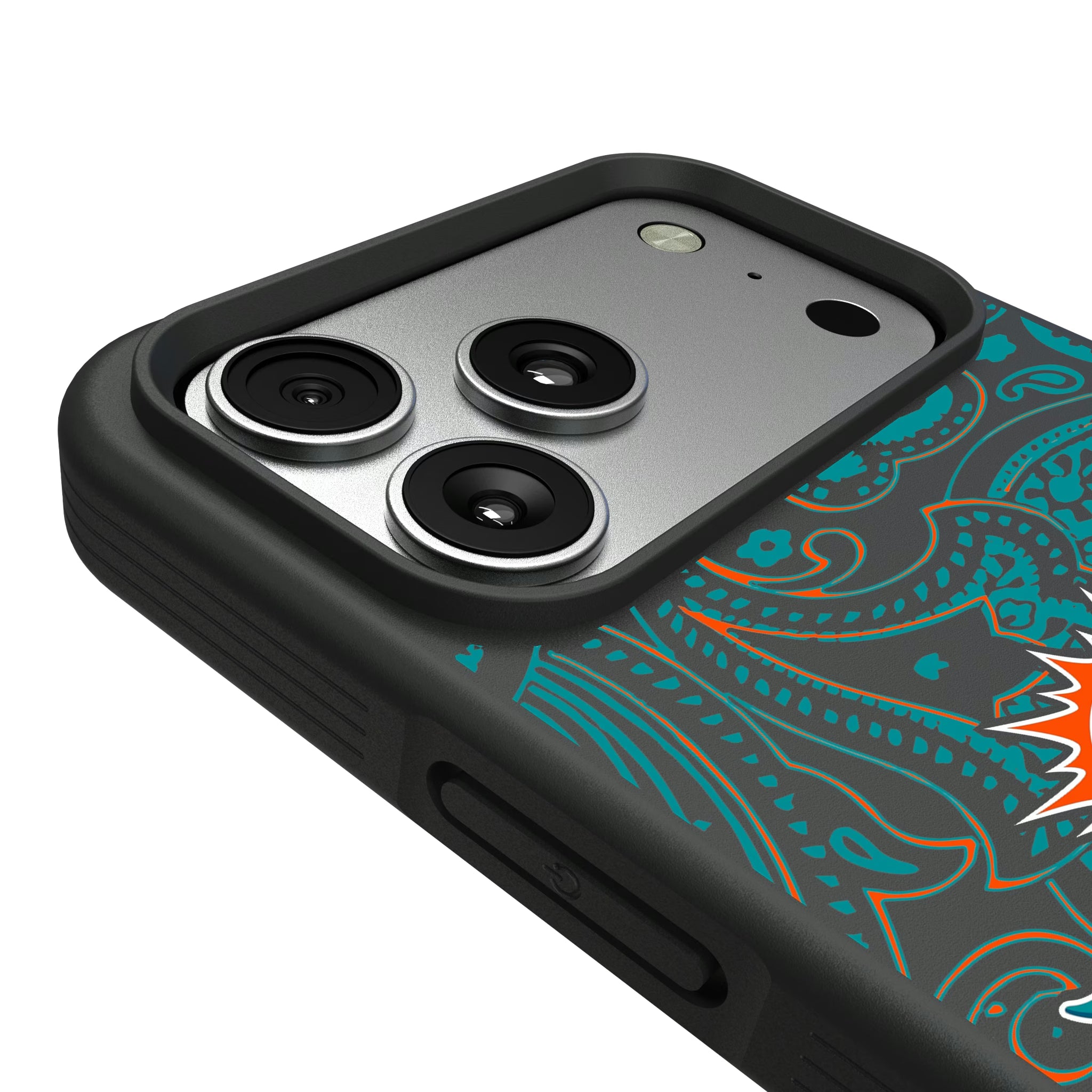 Miami Dolphins Paisley iPhone Bump Phone Case for Apple iPhone - Detail#Device_iPhone 17 Pro Max