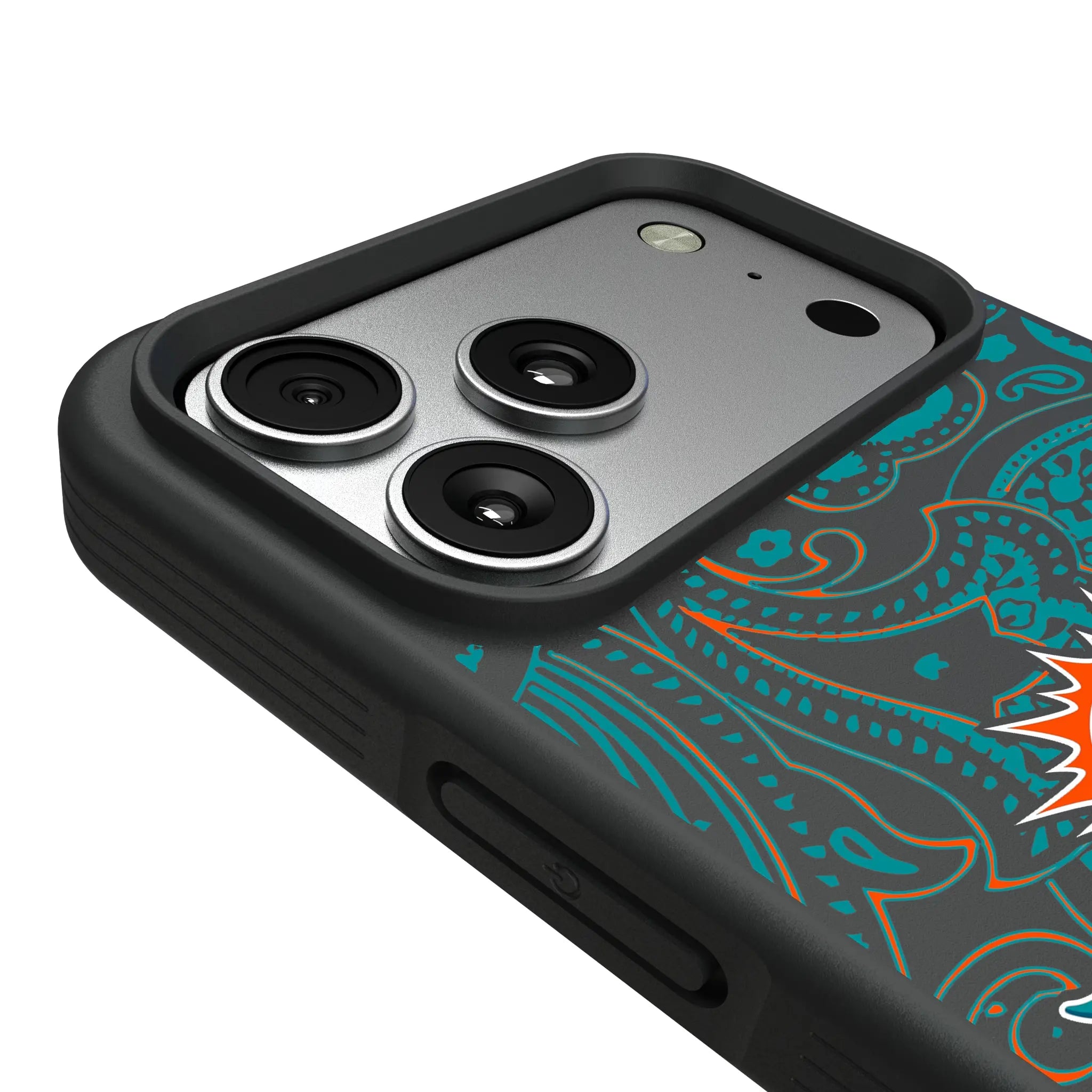 Miami Dolphins Paisley iPhone Bump Phone Case for Apple iPhone - Detail#Device_iPhone 17 Pro Max