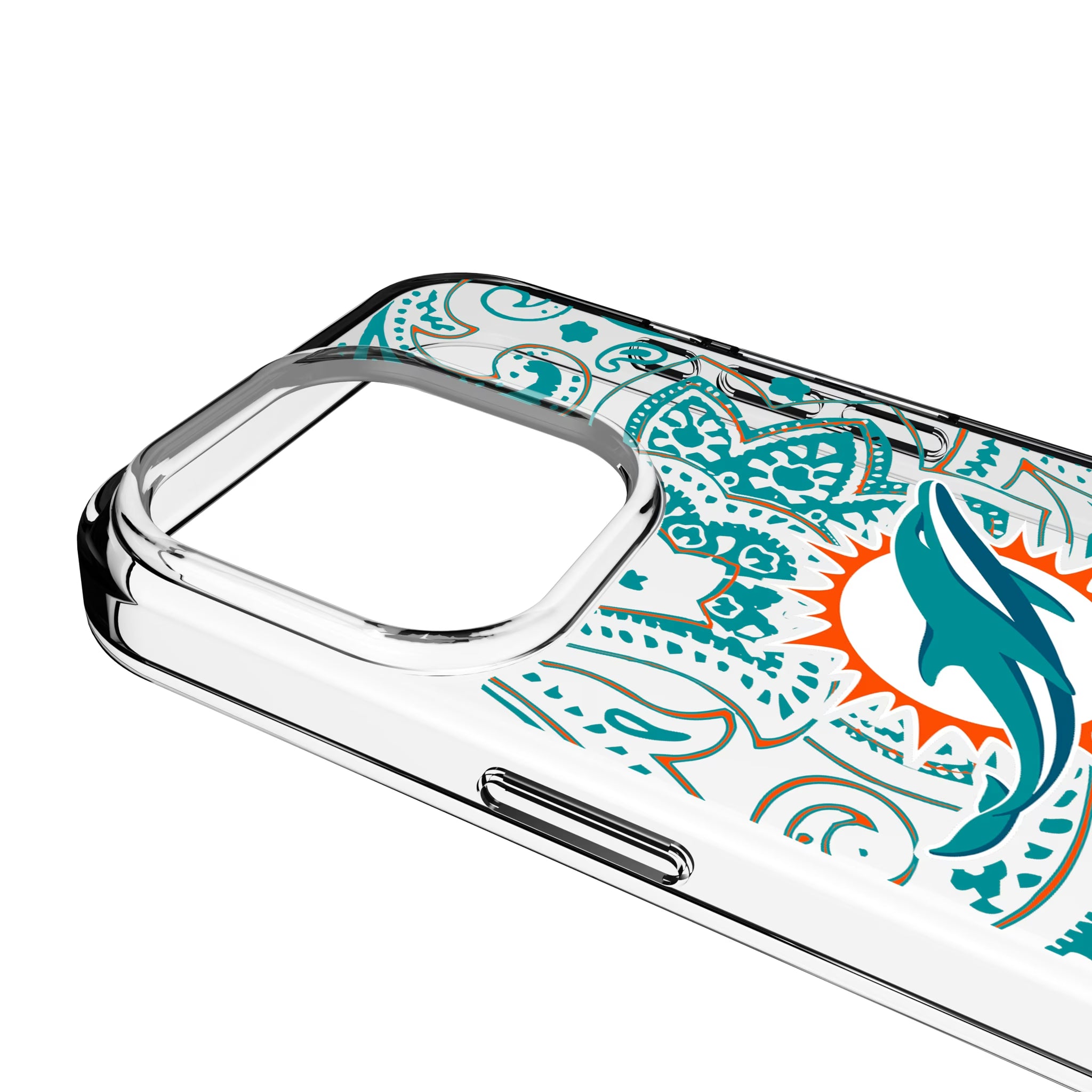 Miami Dolphins Paisley iPhone Clear Phone Case for Apple iPhone - Detail