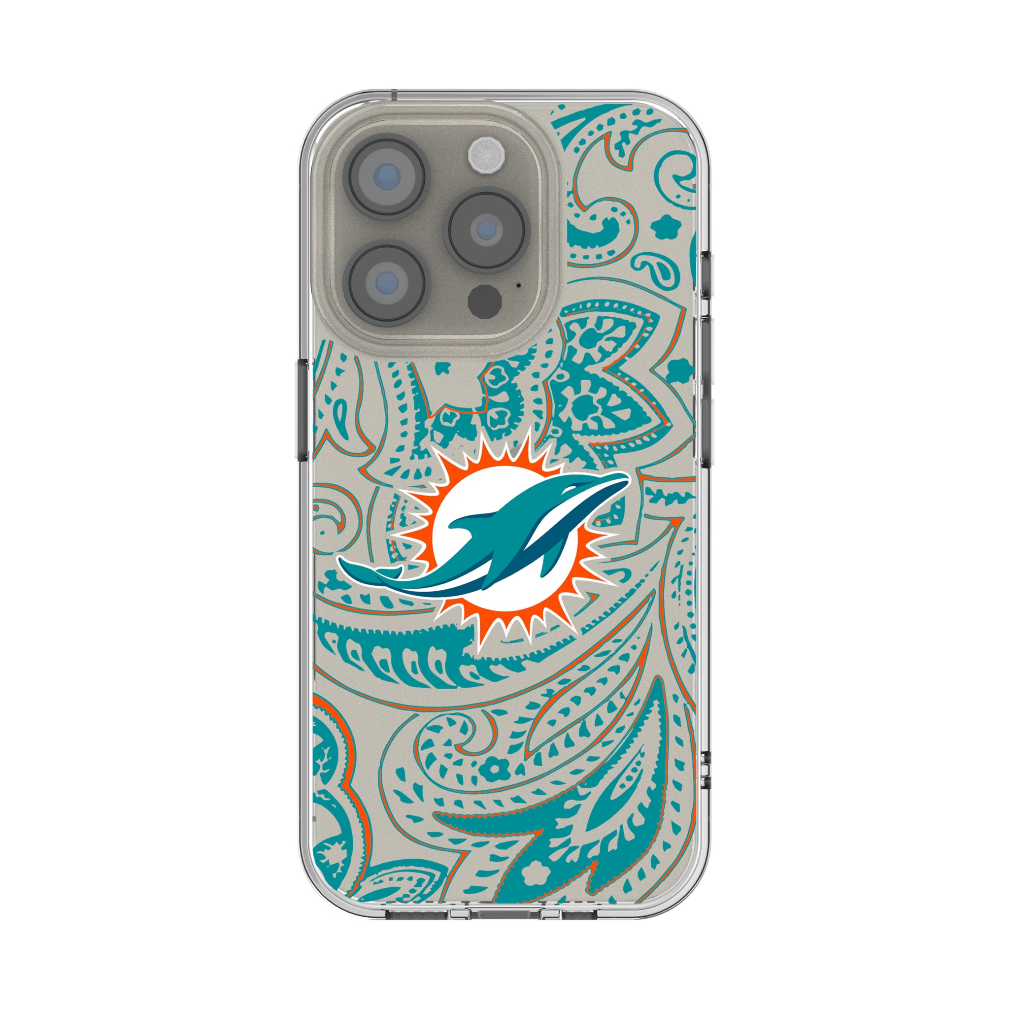 Miami Dolphins Paisley iPhone Clear Phone Case for Apple iPhone