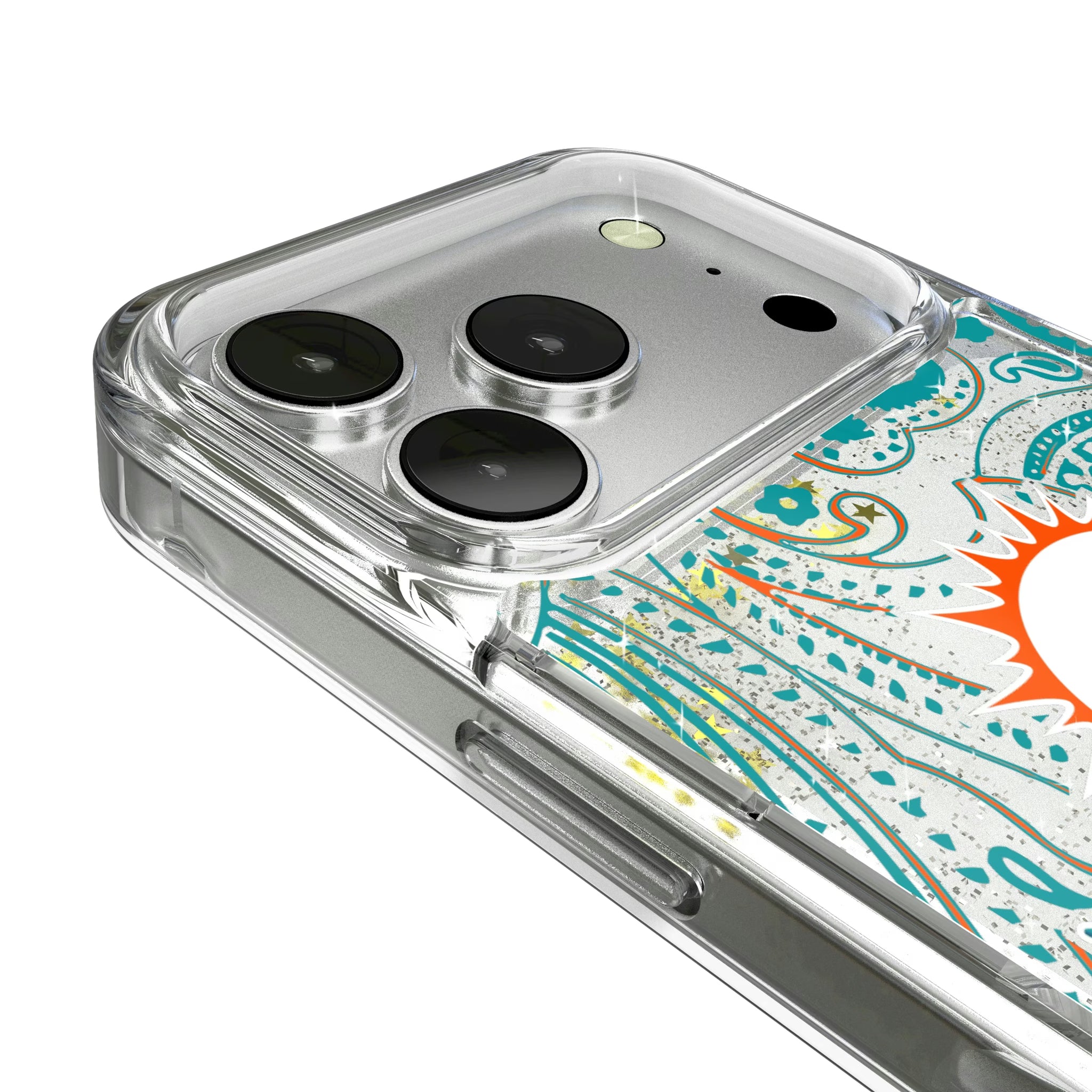 Miami Dolphins Paisley iPhone Glitter Phone Case for Apple iPhone - Detail