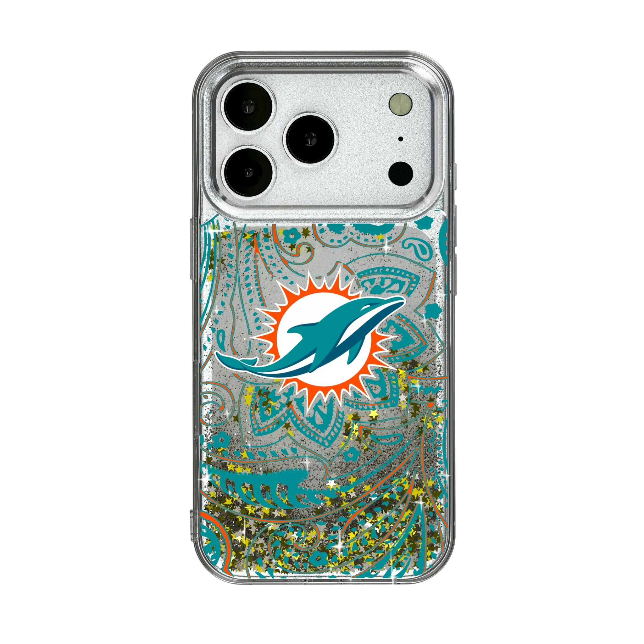 Miami Dolphins Paisley iPhone Glitter Phone Case for Apple iPhone