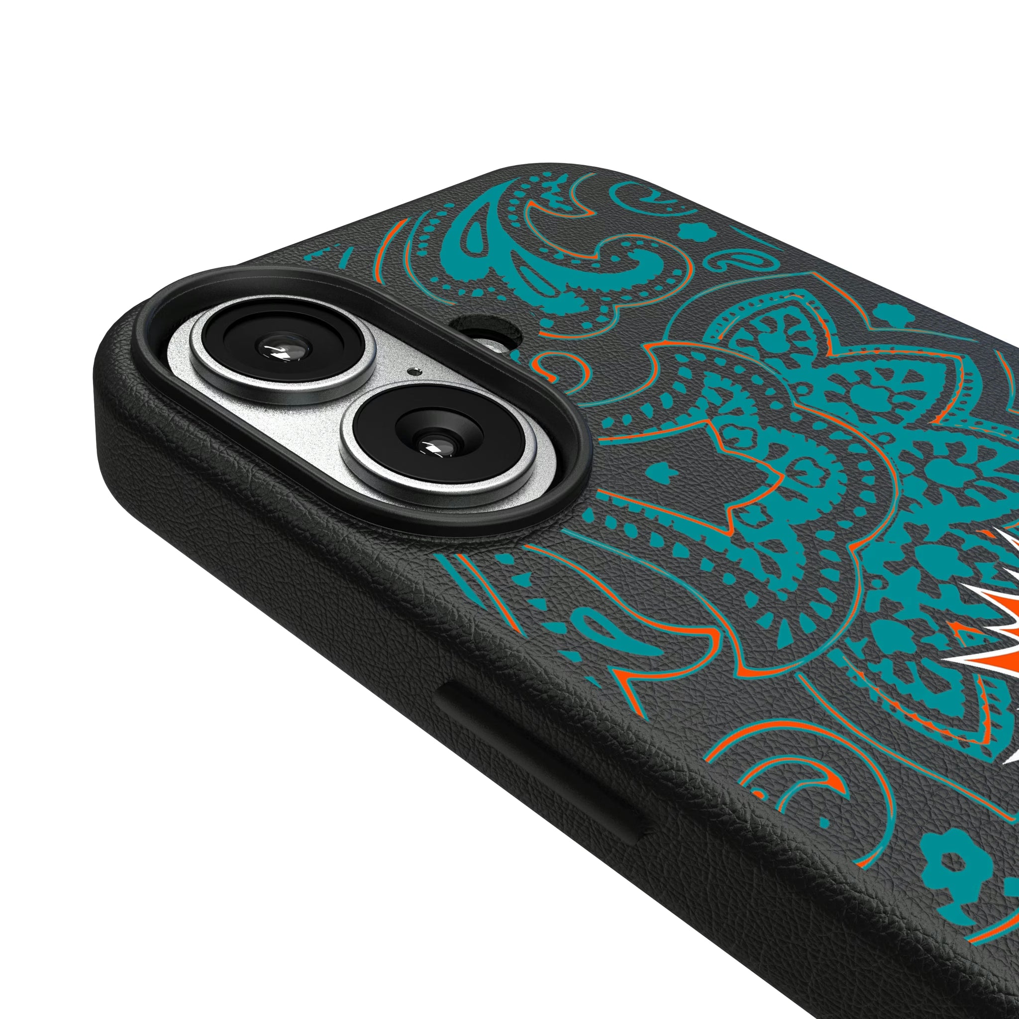 Miami Dolphins Paisley iPhone MagSafe Compatible Phone Case for Apple iPhone - Detail#Device_iPhone 17