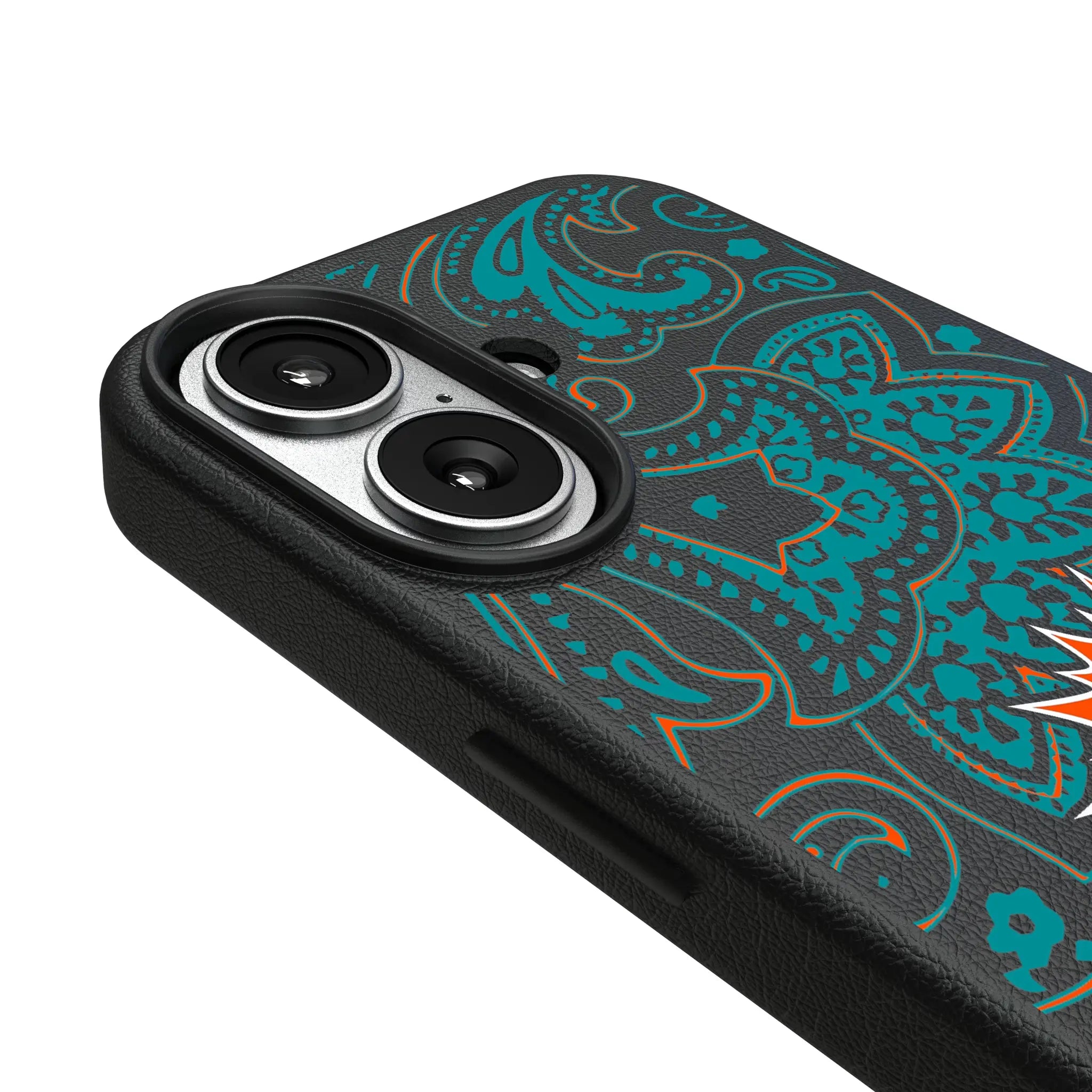 Miami Dolphins Paisley iPhone MagSafe Compatible Phone Case for Apple iPhone - Detail#Device_iPhone 17