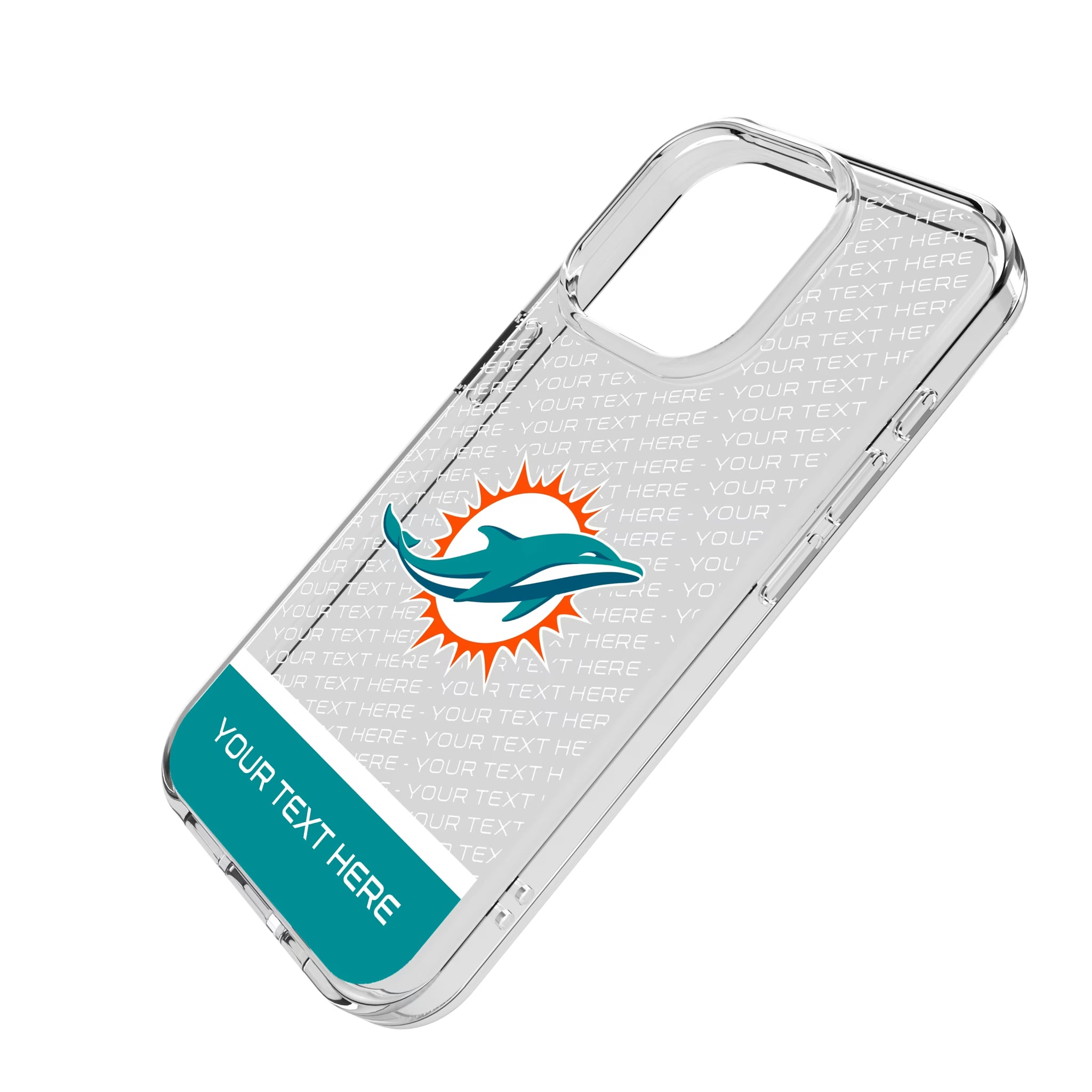 Miami Dolphins Personalized EndZone Plus iPhone Clear Phone Case for Apple iPhone - Isometric View
