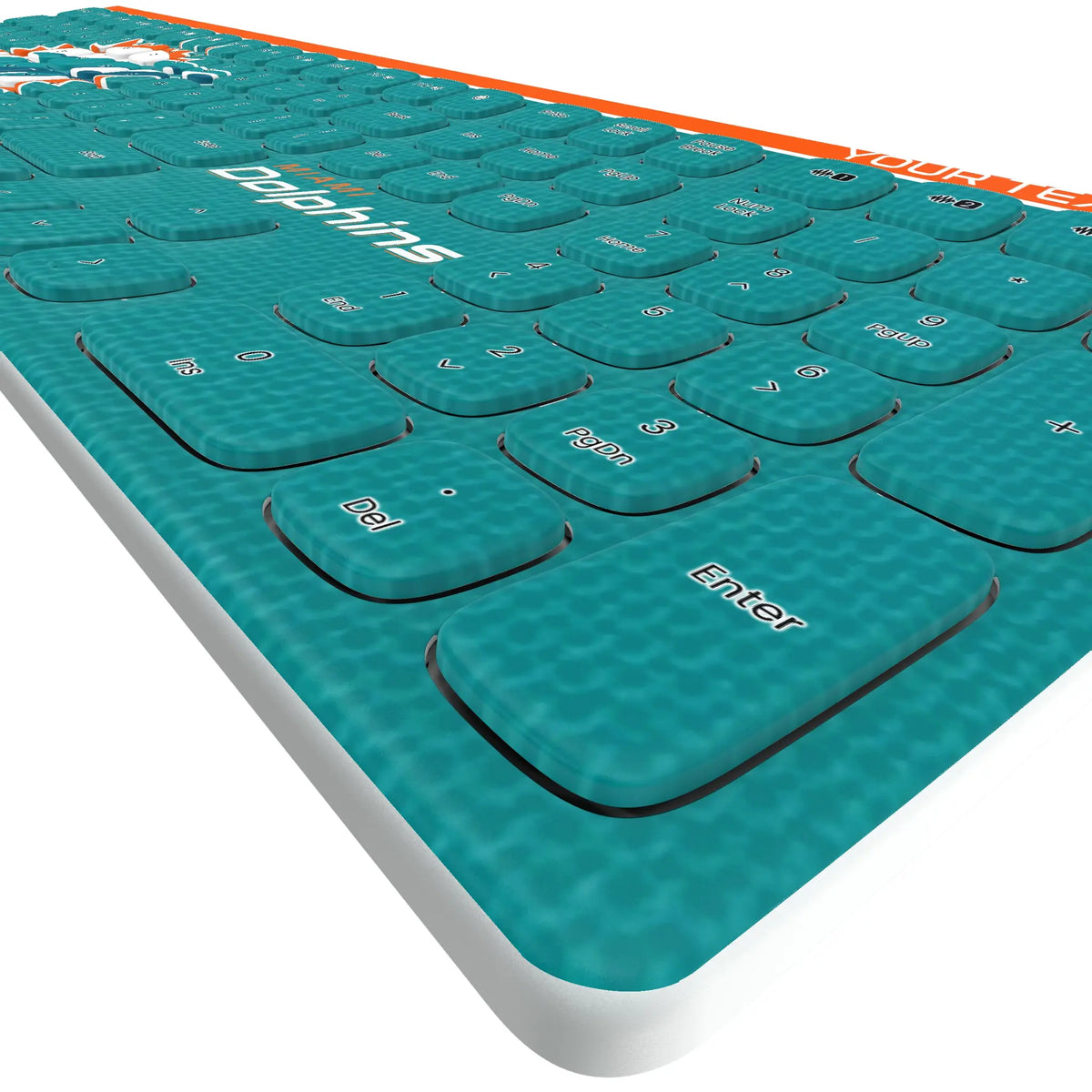Miami Dolphins Personalized Endzone Solid KKB605 Curved Wireless Keyboard - Detail