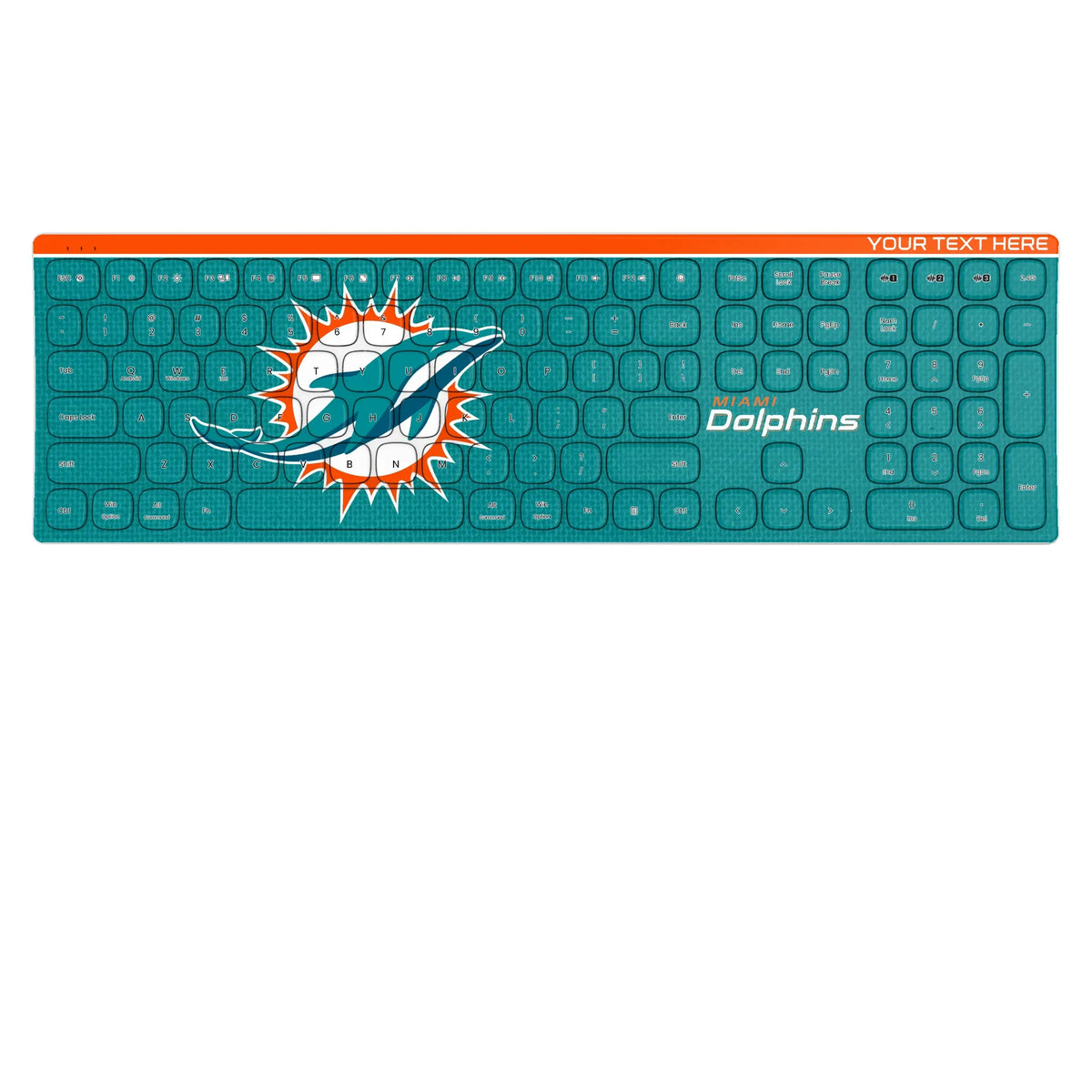 Miami Dolphins Personalized Endzone Solid KKB605 Curved Wireless Keyboard