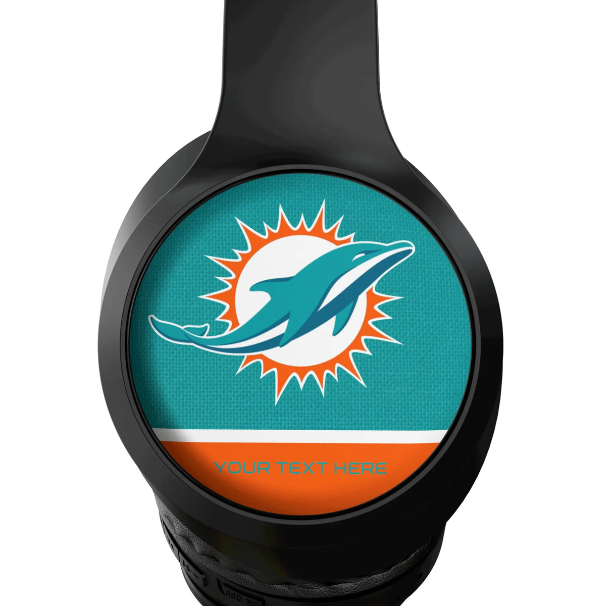 Miami Dolphins Personalized Endzone Solid Wireless Over-Ear Headphones With Case - Detail