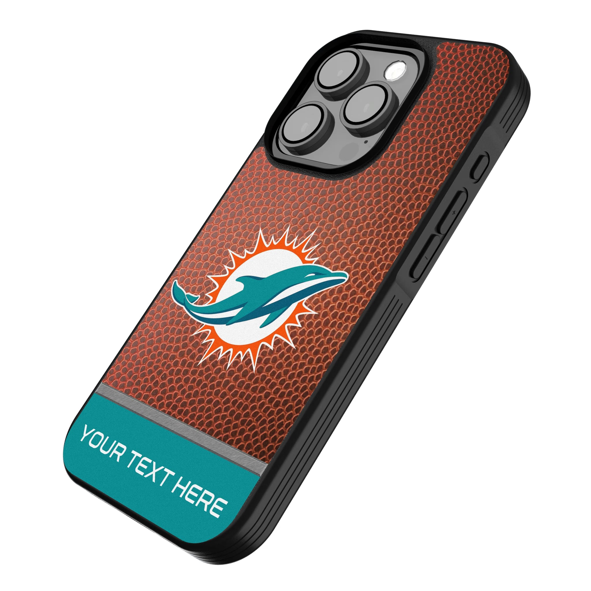 Miami Dolphins Personalized Football iPhone Bump Phone Case for Apple iPhone - Isometric View