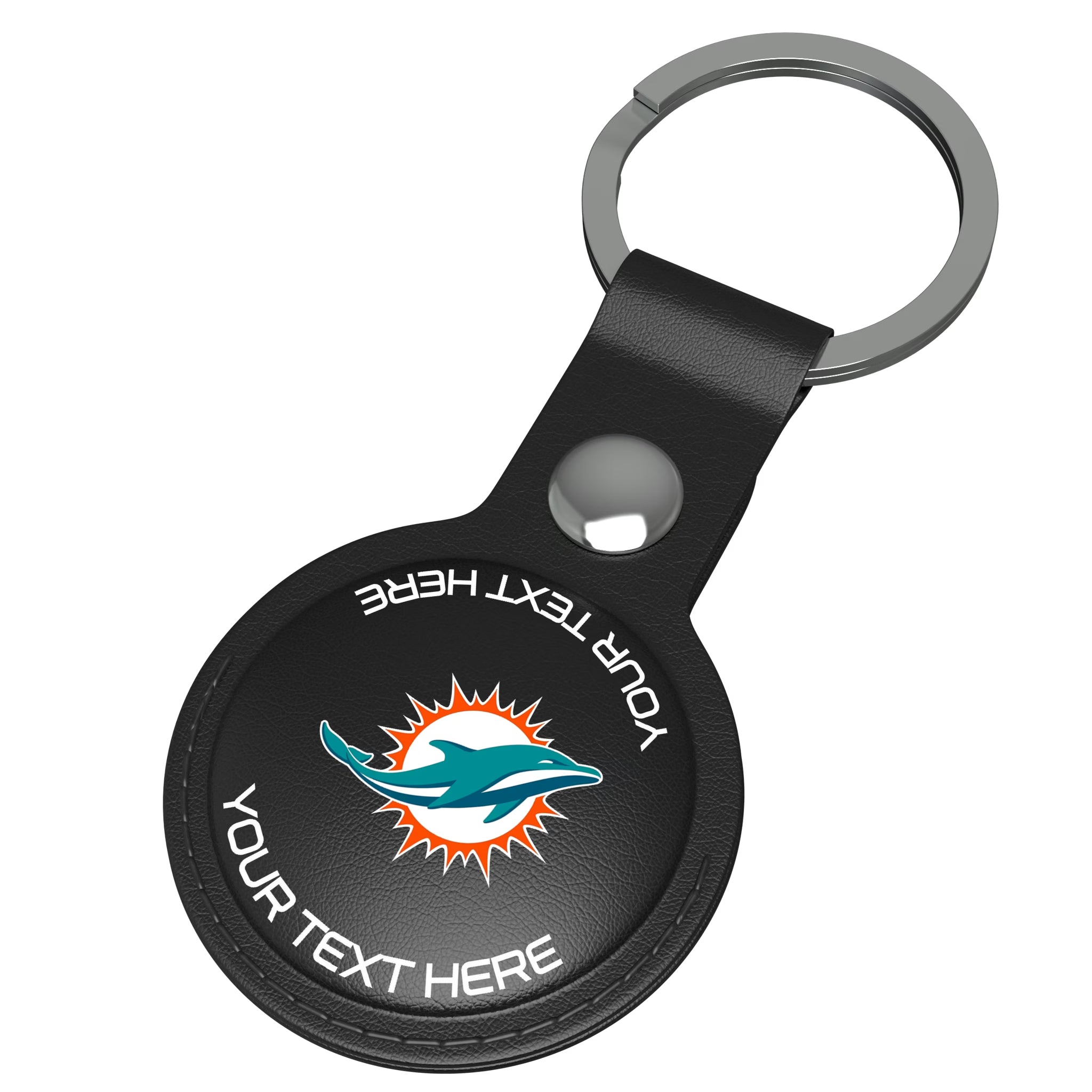 Miami Dolphins Personalized Insignia AirTag Black Airtag Holder - Isometric View