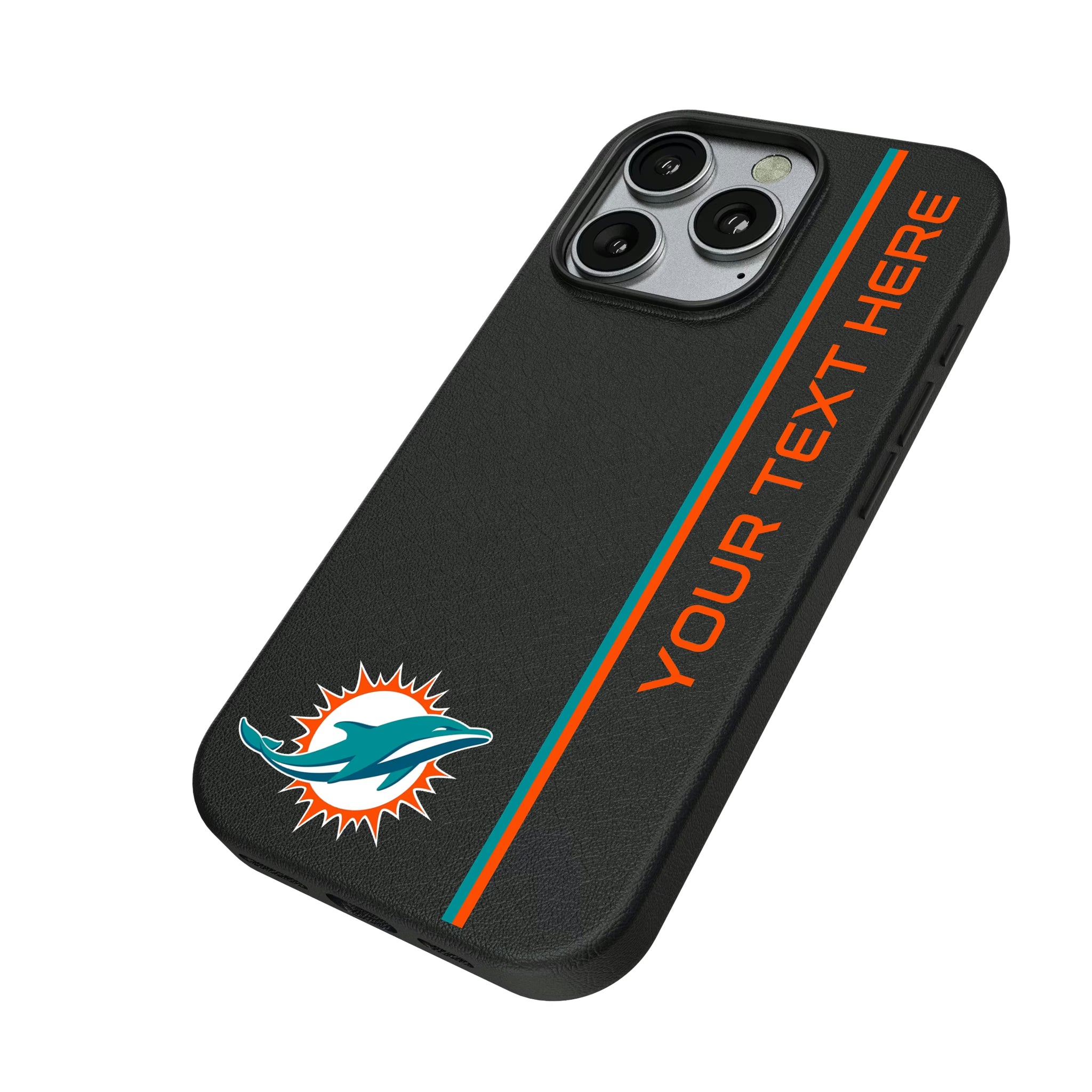 Miami Dolphins Personalized Sidebard iPhone MagSafe Compatible Phone Case for Apple iPhone - Isometric View