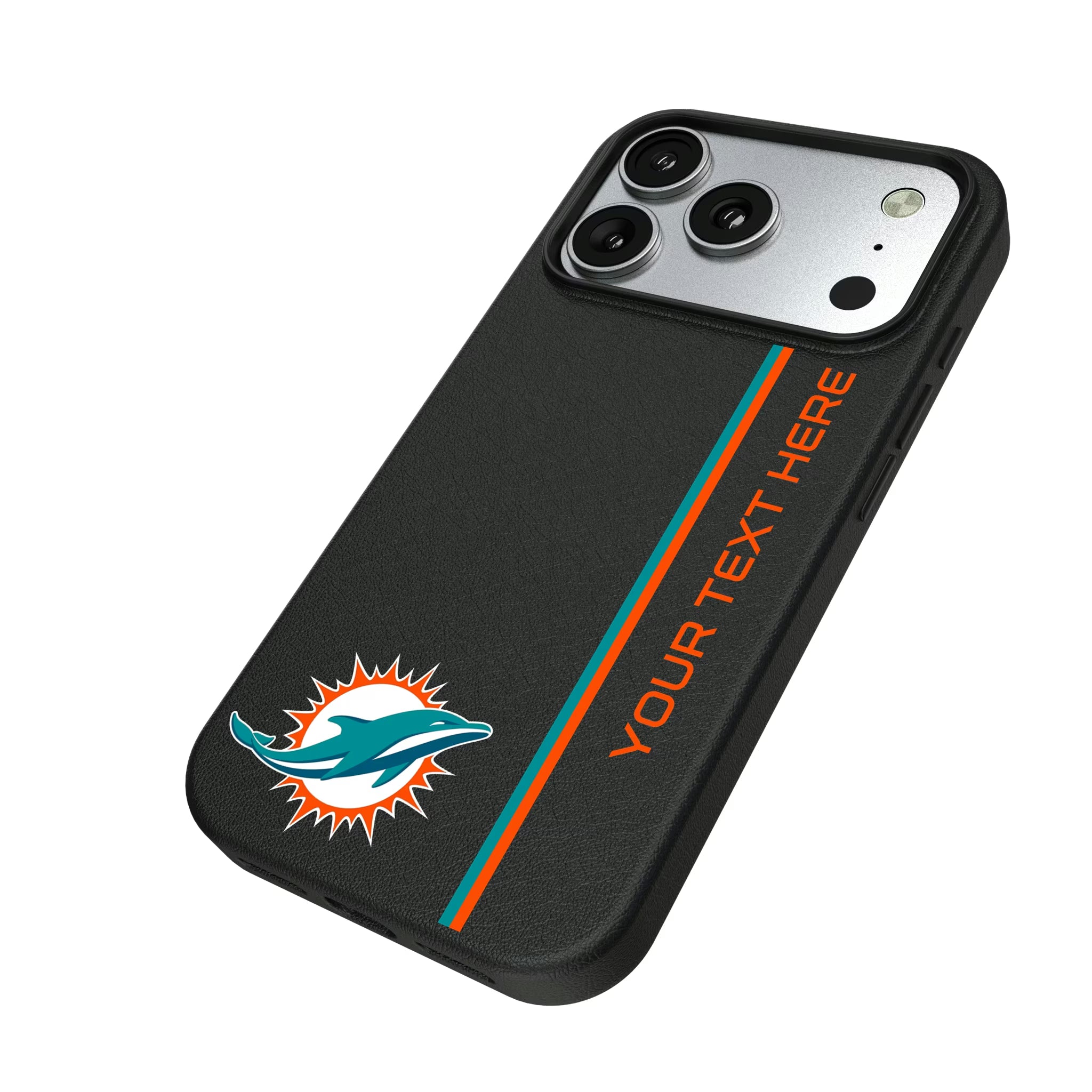 Miami Dolphins Personalized Sidebard iPhone MagSafe Compatible Phone Case for Apple iPhone - Isometric View#Device_iPhone 17 Pro