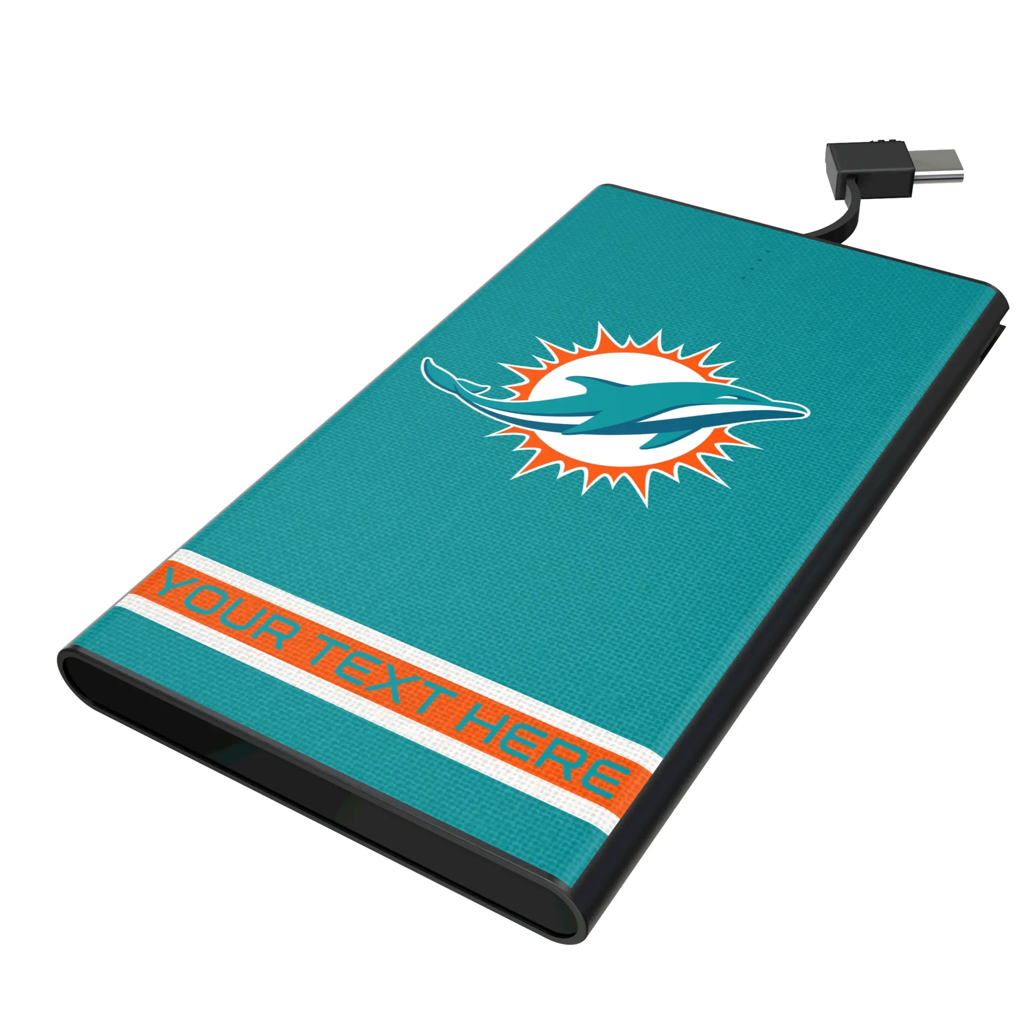 Miami Dolphins Personalized Stripe 5000mAh Flat Power Bank
